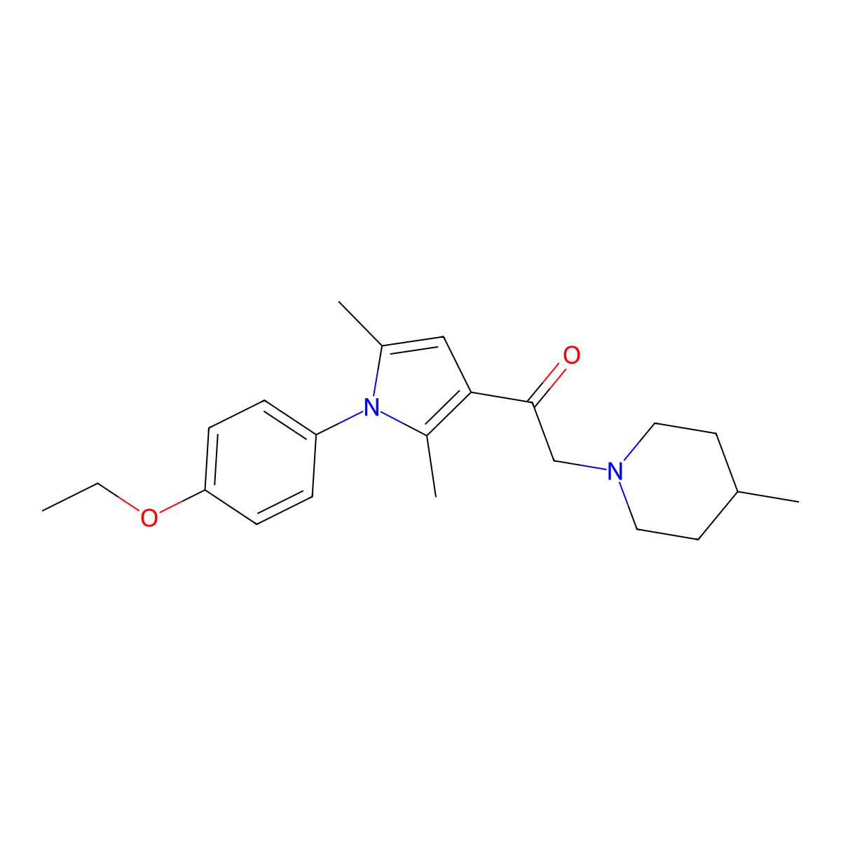 1-[1-(4-ethoxyphenyl)-2,5-dimethyl-1H-pyrrol-3-yl]-2-(4-methylpiperidin-1-yl)ethan-1-one molecular structure, CAS 315676-35-8