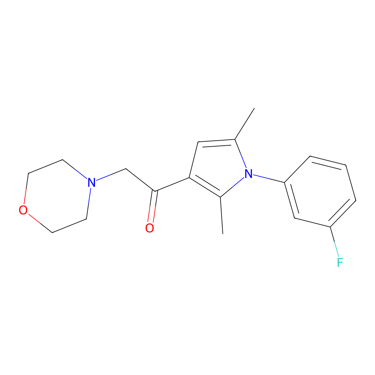 1-(1-(3-fluorophenyl)-2,5-dimethyl-1H-pyrrol-3-yl)-2-morpholinoethanone molecular structure, CAS 315676-40-5