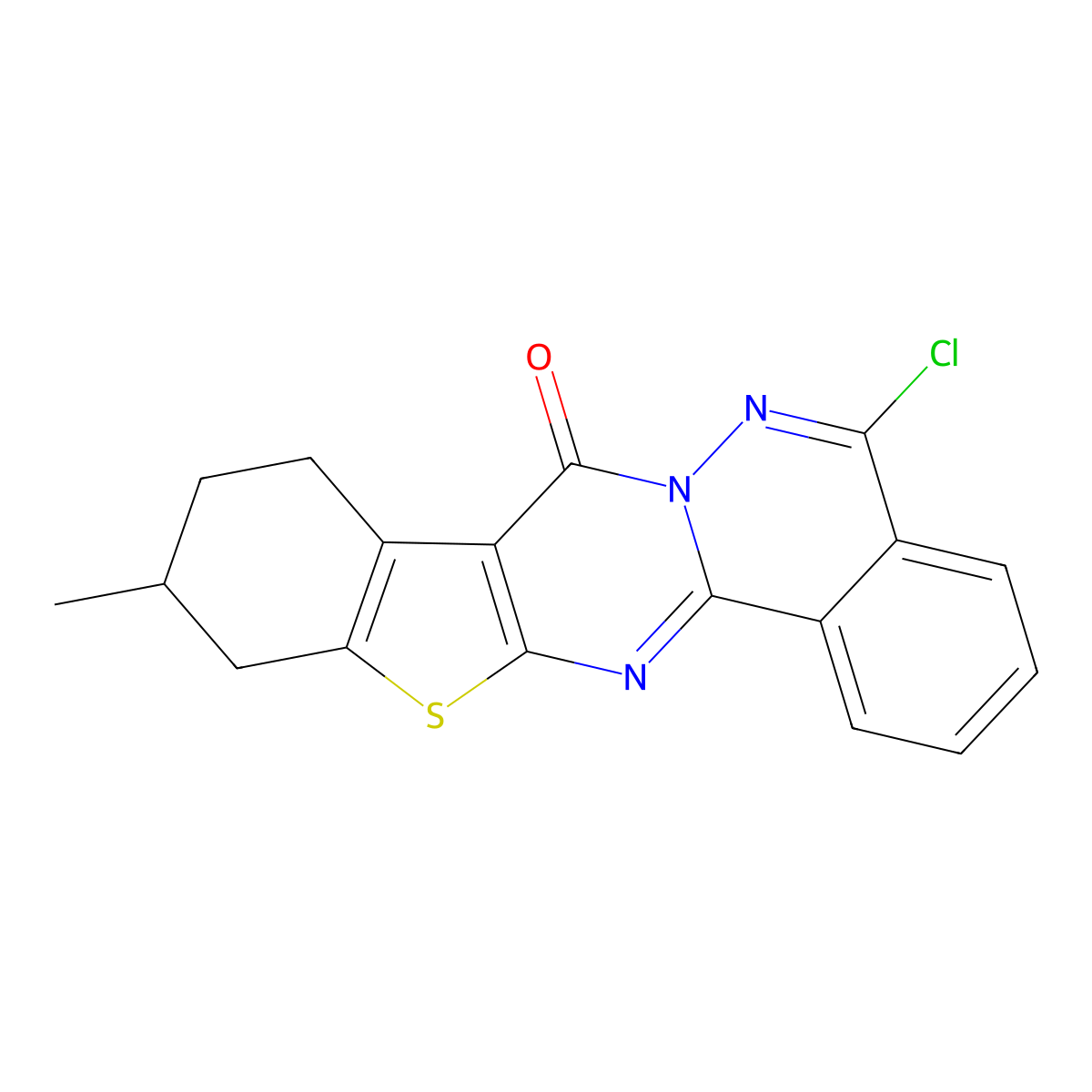 5-chloro-11-methyl-9,10,11,12-tetrahydro-8H-[1]benzothieno[2',3':4,5]pyrimido[2,1-a]phthalazin-8-one molecular structure, CAS 315676-42-7
