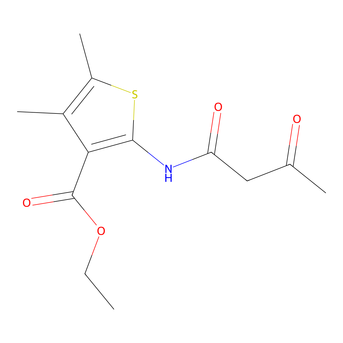 Ethyl 4,5-dimethyl-2-(3-oxobutanamido)thiophene-3-carboxylate molecular structure, CAS 315676-49-4