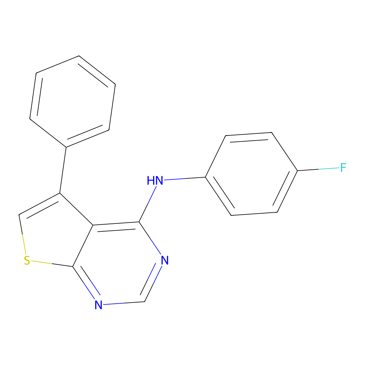N-(4-fluorophenyl)-5-phenylthieno[2,3-d]pyrimidin-4-amine molecular structure, CAS 315676-75-6