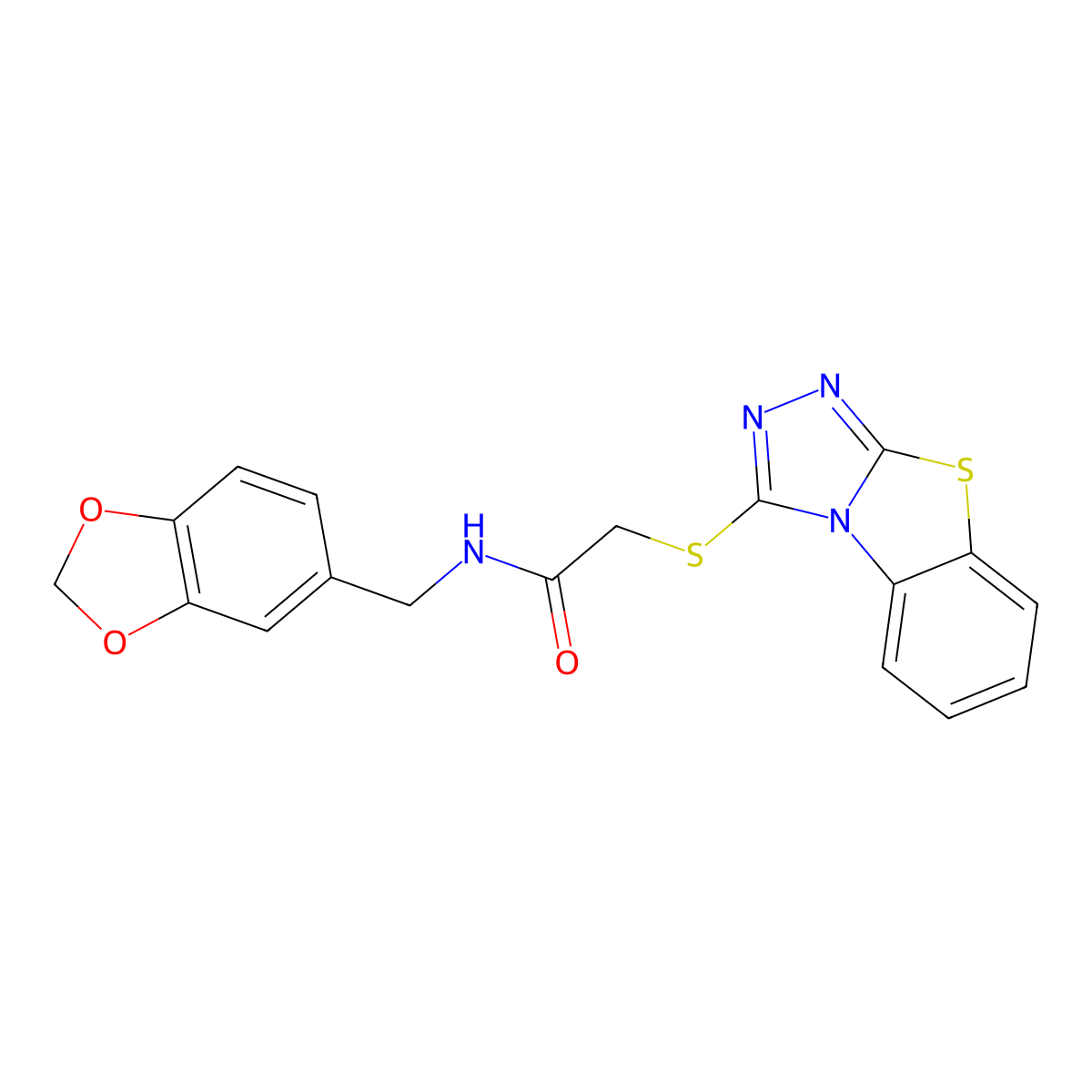 N-(1,3-benzodioxol-5-ylmethyl)-2-([1,2,4]triazolo[3,4-b][1,3]benzothiazol-3-ylsulfanyl)acetamide molecular structure, CAS 315676-82-5