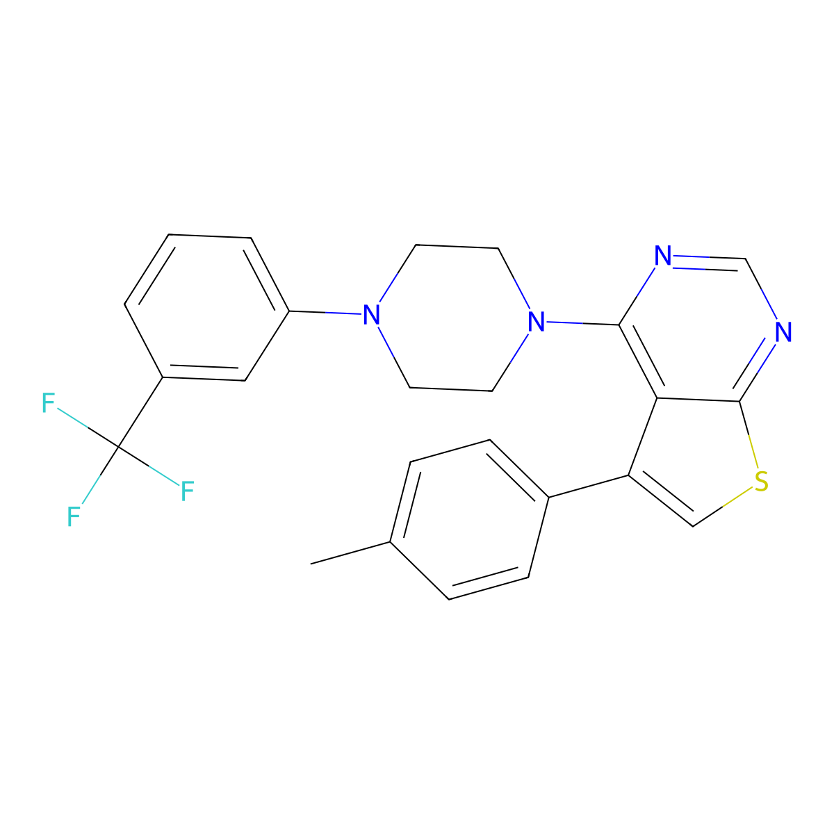 5-(4-Methylphenyl)-4-{4-[3-(trifluoromethyl)phenyl]-1-piperazinyl}thieno[2,3-d]pyrimidine molecular structure, CAS 315677-00-0