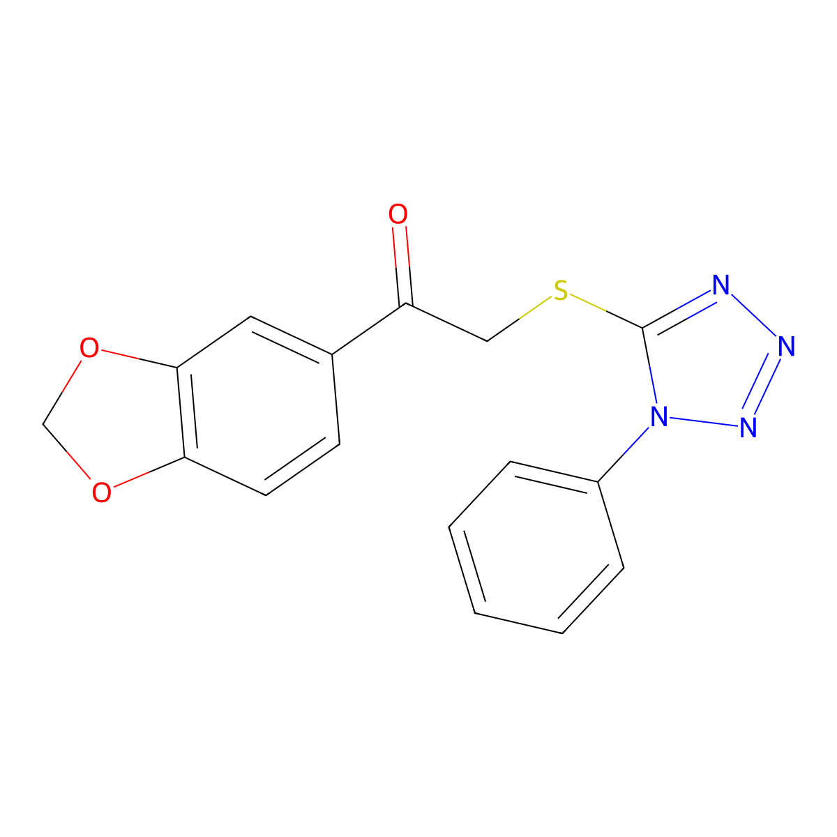 1-(1,3-Benzodioxol-5-yl)-2-(1-phenyltetrazol-5-yl)sulfanylethanone molecular structure, CAS 315677-07-7