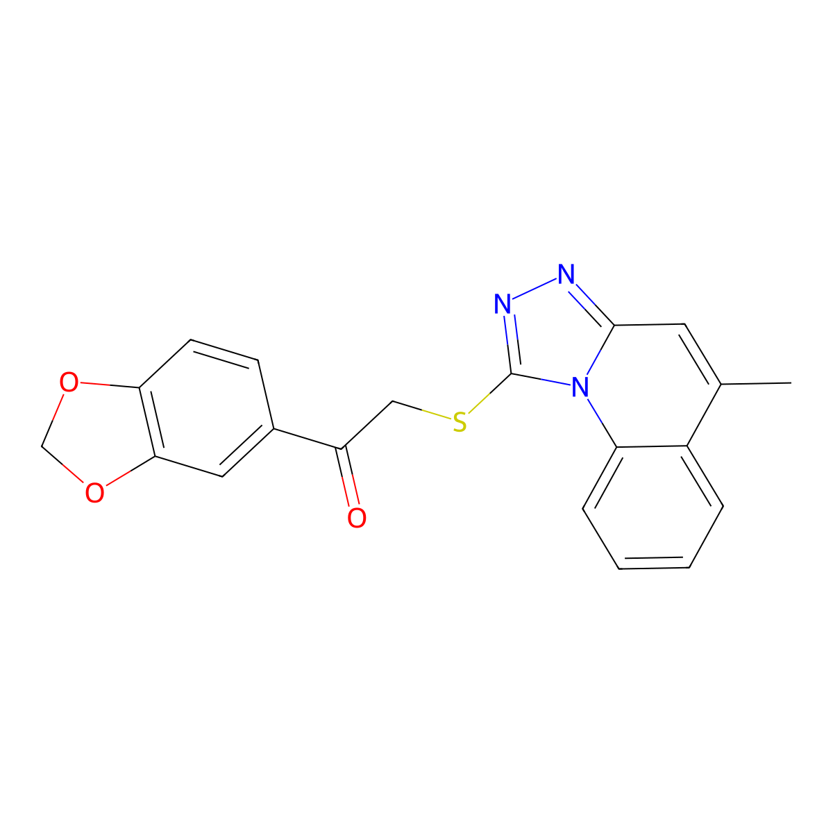 1-(Benzo[d][1,3]dioxol-5-yl)-2-((5-methyl-[1,2,4]triazolo[4,3-a]quinolin-1-yl)thio)ethanone molecular structure, CAS 315677-08-8