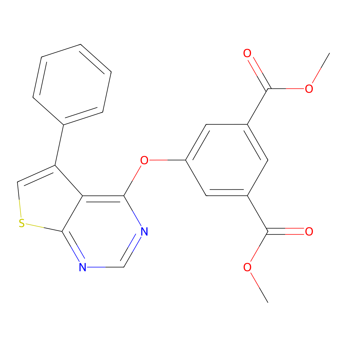Dimethyl 5-[(5-phenylthieno[2,3-d]pyrimidin-4-yl)oxy]isophthalate molecular structure, CAS 315677-41-9
