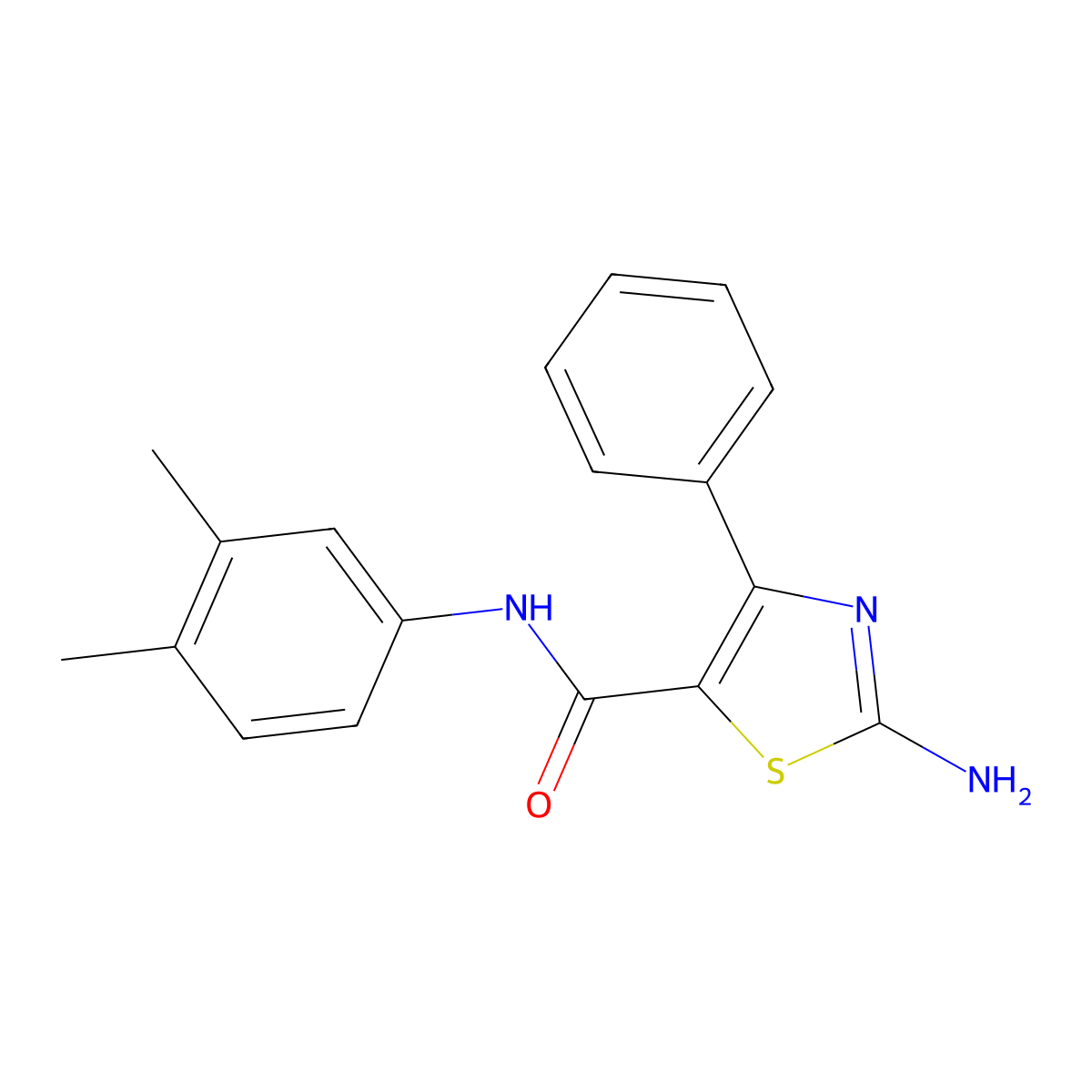 2-amino-N-(3,4-dimethylphenyl)-4-phenyl-1,3-thiazole-5-carboxamide molecular structure, CAS 315677-43-1
