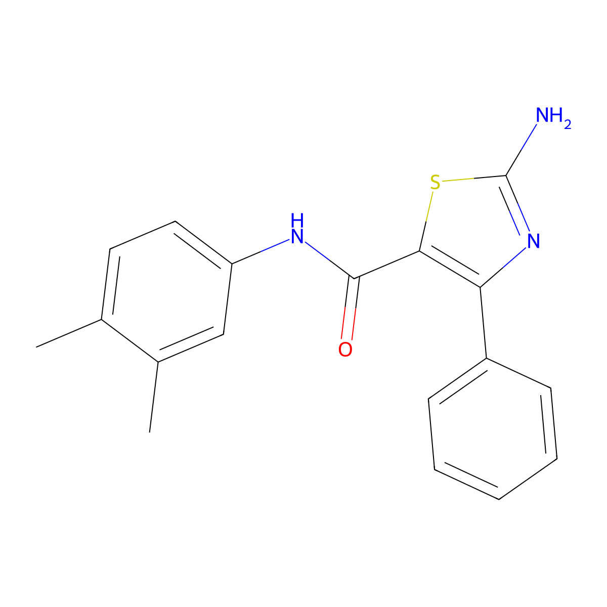 2-amino-N-(3,4-dimethylphenyl)-4-phenyl-1,3-thiazole-5-carboxamide molecular structure, CAS 315677-43-1