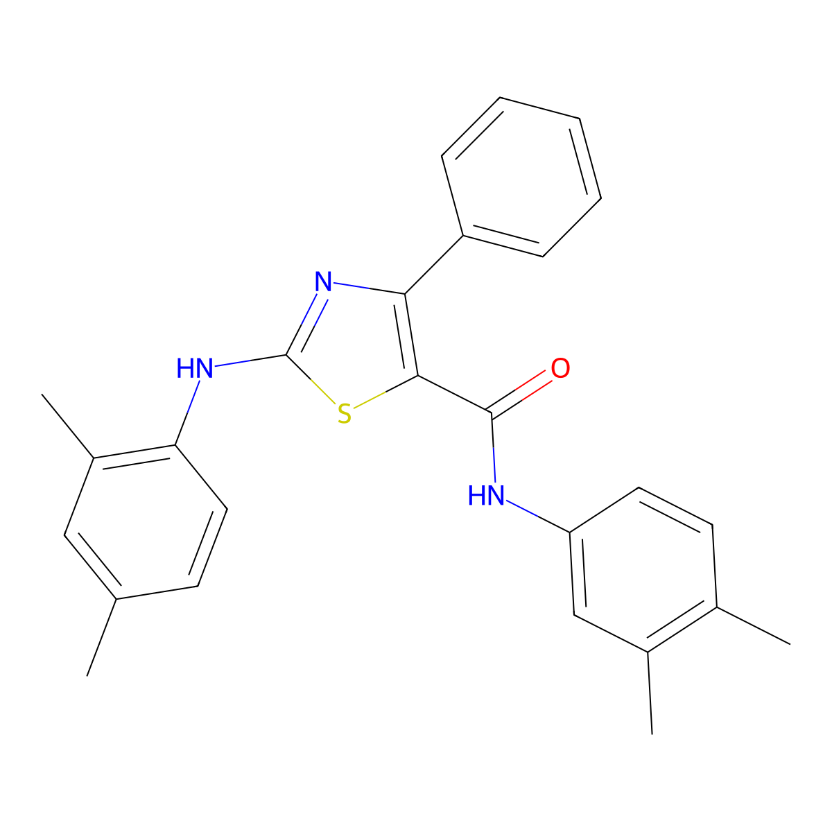 N-(3,4-dimethylphenyl)-2-[(2,4-dimethylphenyl)amino]-4-phenyl-1,3-thiazole-5-carboxamide molecular structure, CAS 315677-46-4