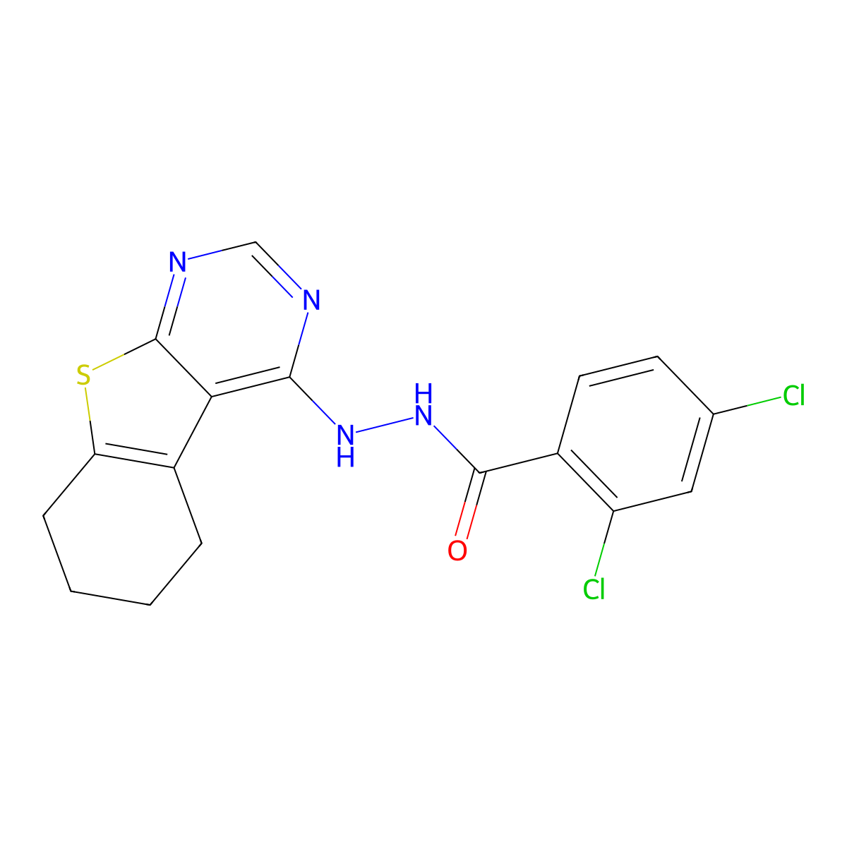 2,4-dichloro-N'-{8-thia-4,6-diazatricyclo[7.4.0.0^{2,7}]trideca-1(9),2,4,6-tetraen-3-yl}benzohydrazide molecular structure, CAS 315677-56-6