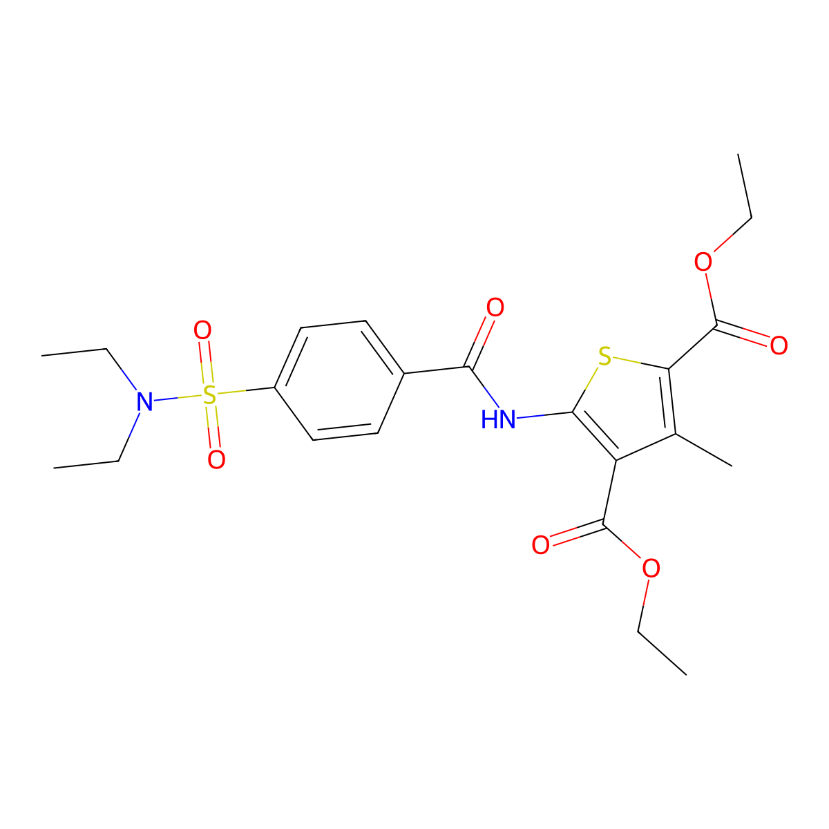 diethyl 5-(4-(N,N-diethylsulfamoyl)benzamido)-3-methylthiophene-2,4-dicarboxylate molecular structure, CAS 315677-60-2