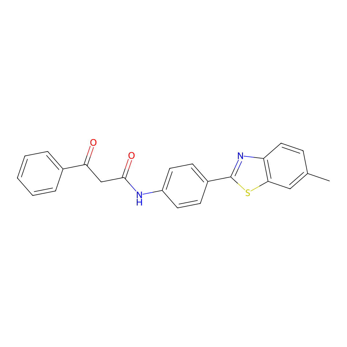 N-[4-(6-methyl-1,3-benzothiazol-2-yl)phenyl]-3-oxo-3-phenylpropanamide molecular structure, CAS 315677-65-7