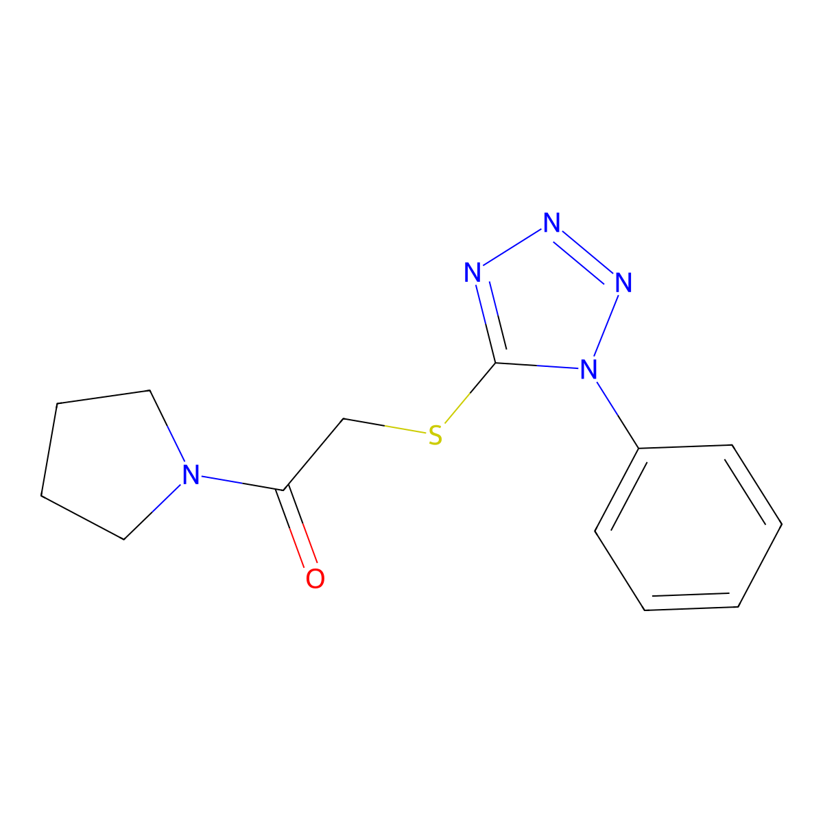 5-[(2-oxo-2-pyrrolidin-1-ylethyl)thio]-1-phenyl-1H-tetrazole molecular structure, CAS 315677-86-2