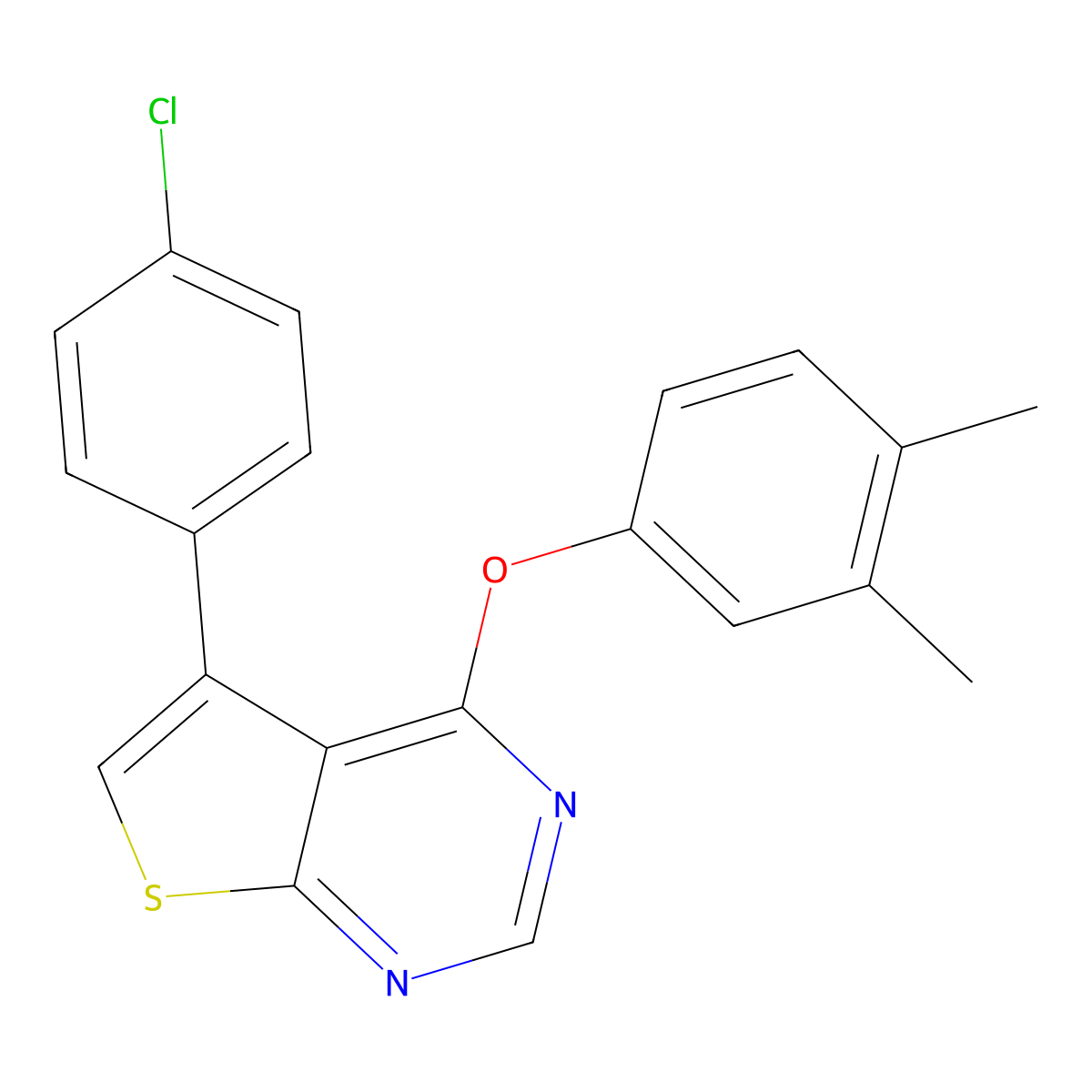 5-(4-Chlorophenyl)-4-(3,4-dimethylphenoxy)thieno[2,3-d]pyrimidine molecular structure, CAS 315678-04-7