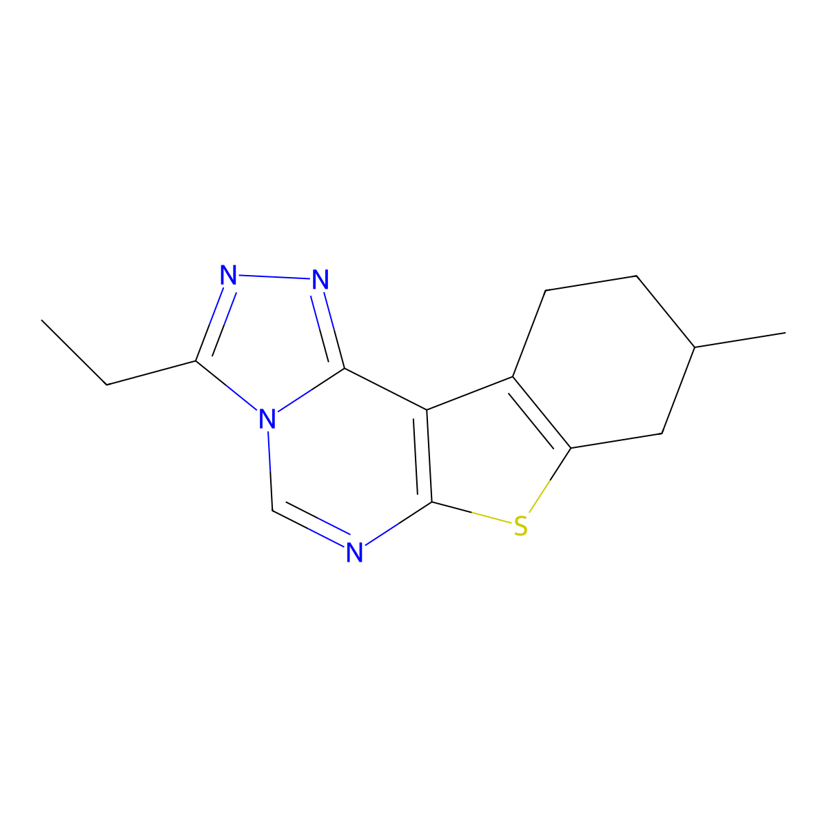 3-Ethyl-9-methyl-8,9,10,11-tetrahydro[1]benzothieno[3,2-e][1,2,4]triazolo[4,3-c]pyrimidine molecular structure, CAS 315678-05-8