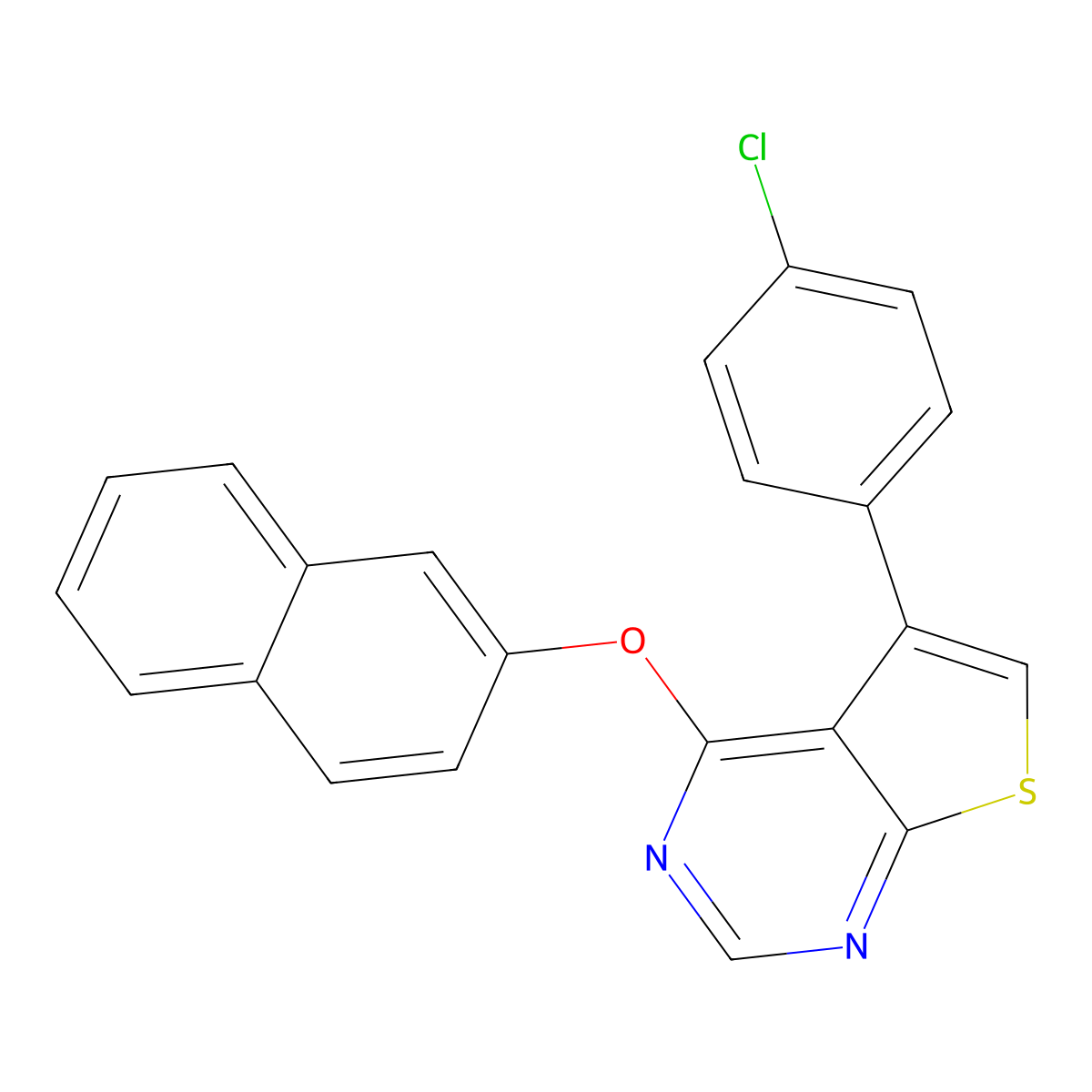 5-(4-Chlorophenyl)-4-naphthalen-2-yloxythieno[2,3-d]pyrimidine molecular structure, CAS 315678-10-5