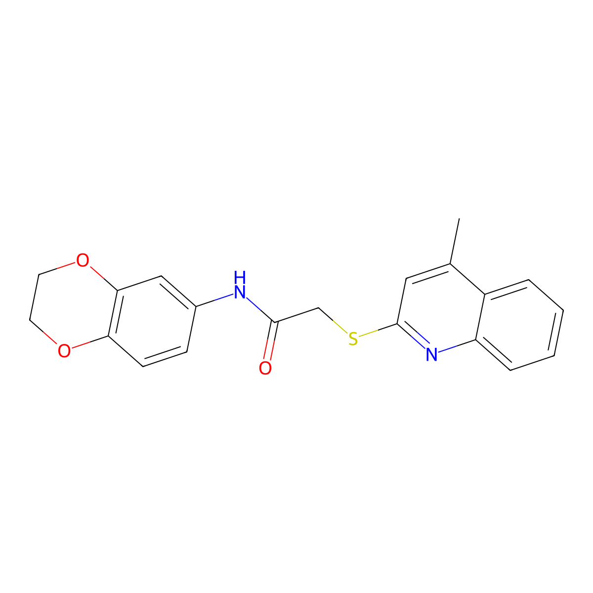 N-(2,3-dihydro-1,4-benzodioxin-6-yl)-2-[(4-methylquinolin-2-yl)sulfanyl]acetamide molecular structure, CAS 315678-18-3