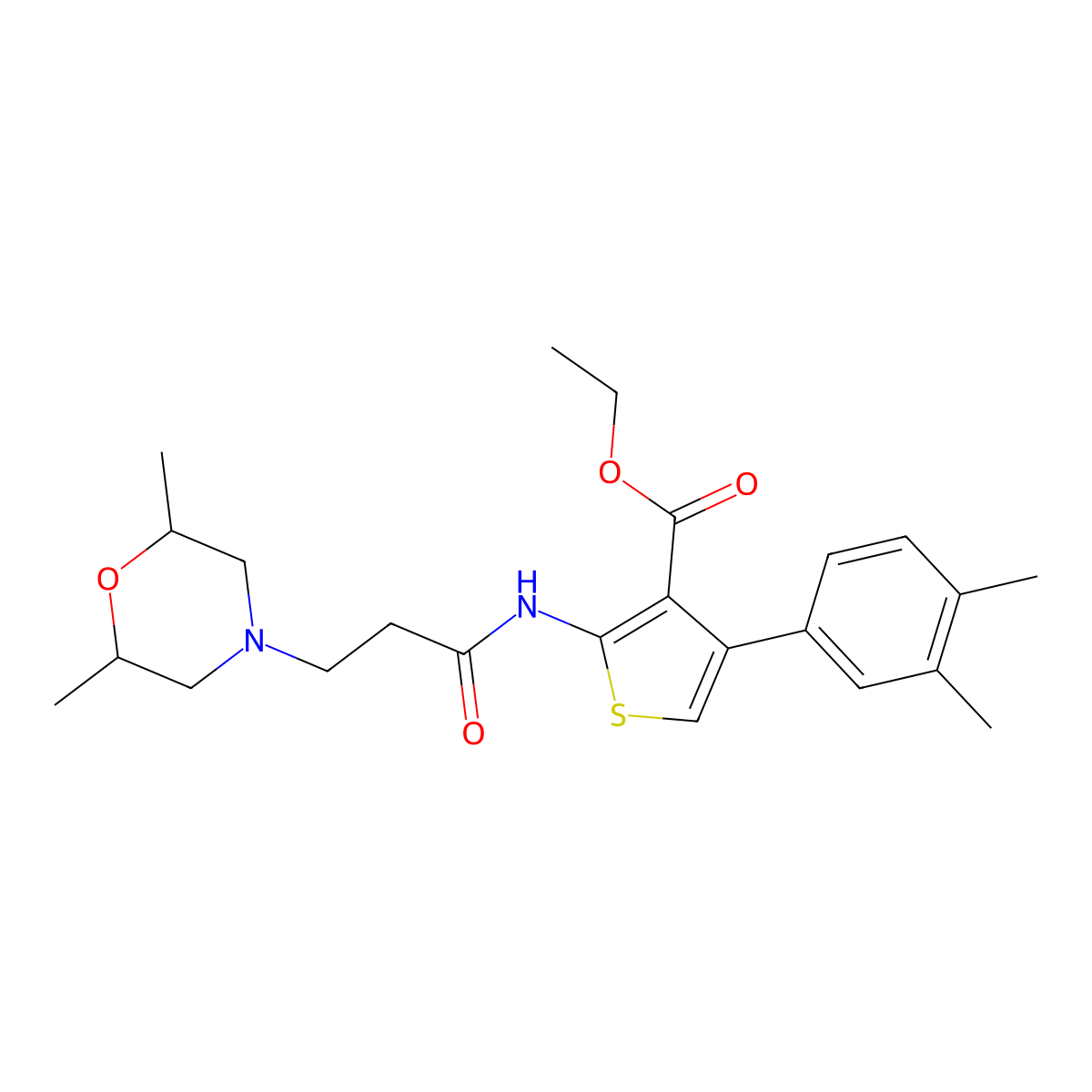 Ethyl 2-(3-(2,6-dimethylmorpholino)propanamido)-4-(3,4-dimethylphenyl)thiophene-3-carboxylate molecular structure, CAS 315678-44-5
