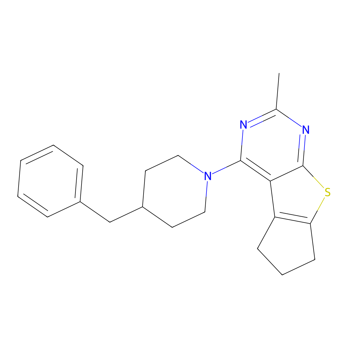 4-(4-benzyl-1-piperidinyl)-2-methyl-6,7-dihydro-5H-cyclopenta[4,5]thieno[2,3-d]pyrimidine molecular structure, CAS 315678-48-9