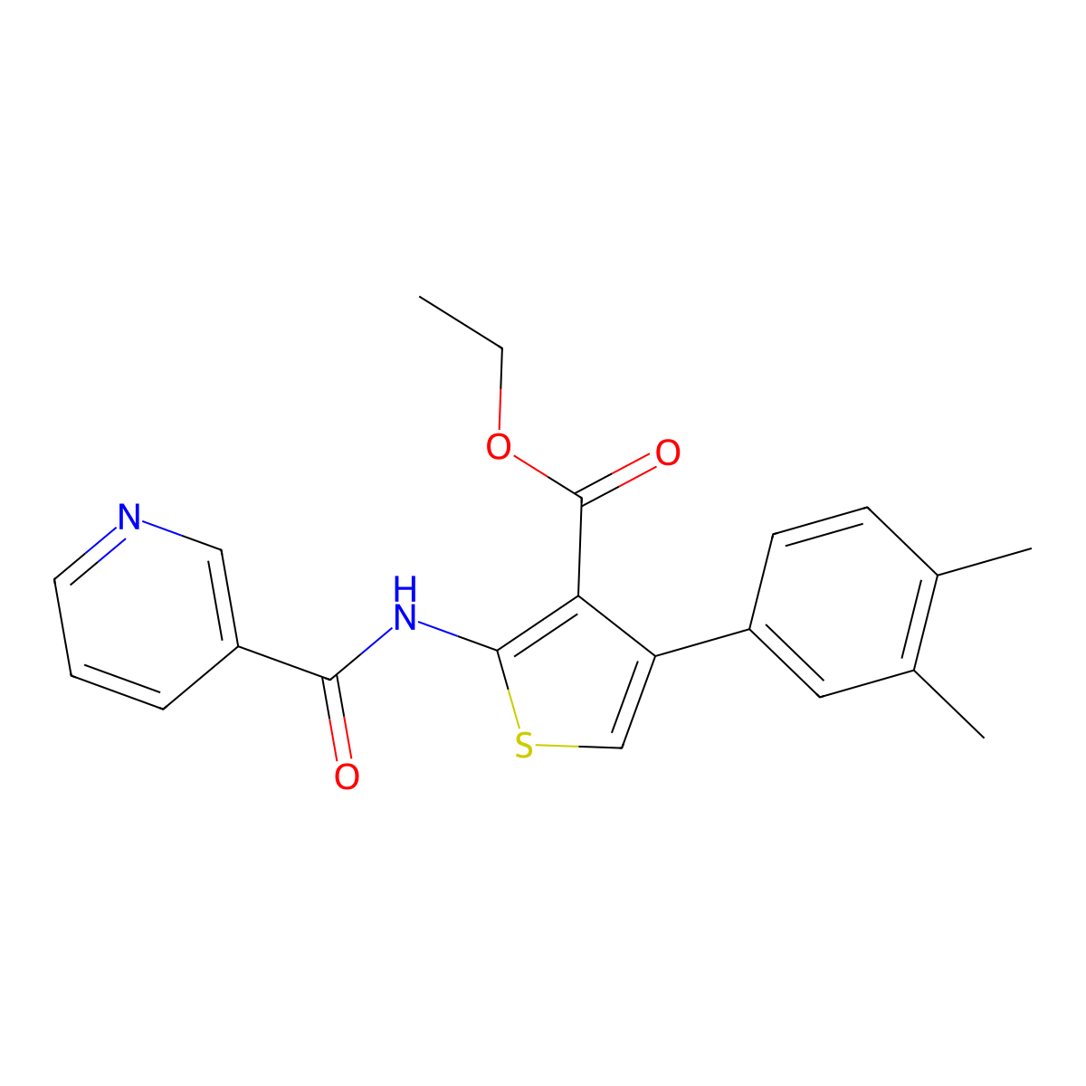 Ethyl 4-(3,4-dimethylphenyl)-2-(nicotinamido)thiophene-3-carboxylate molecular structure, CAS 315678-71-8
