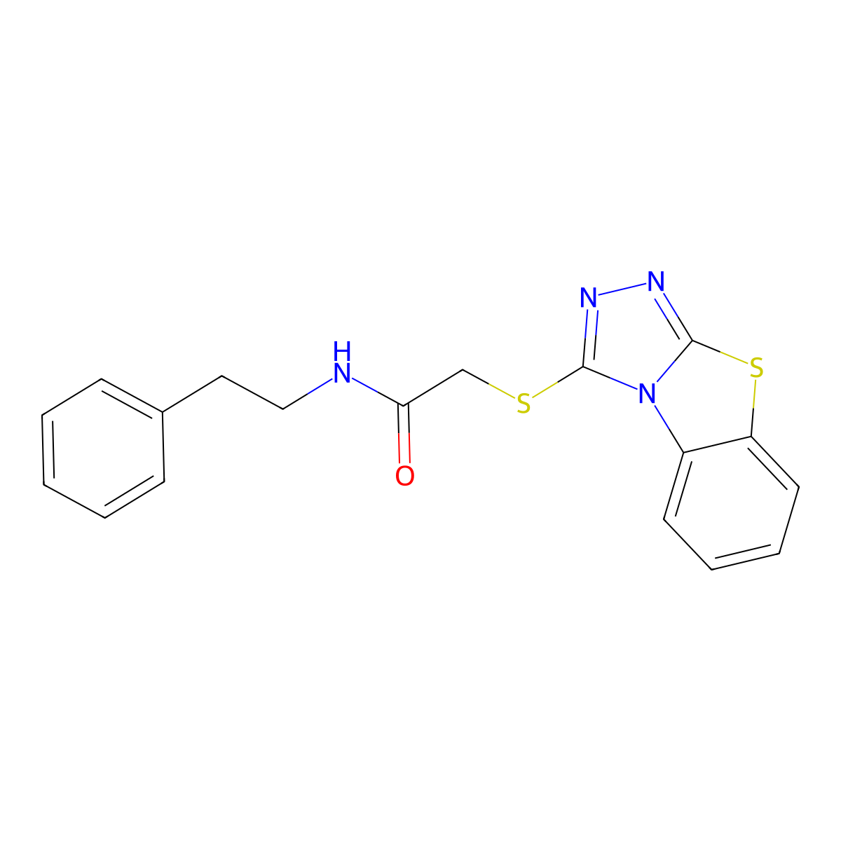 2-(benzo[4,5]thiazolo[2,3-c][1,2,4]triazol-3-ylthio)-N-phenethylacetamide molecular structure, CAS 315678-74-1