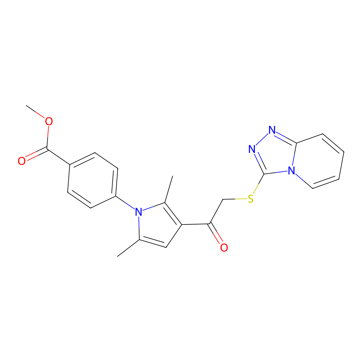 Methyl 4-[2,5-dimethyl-3-[2-([1,2,4]triazolo[4,3-a]pyridin-3-ylsulfanyl)acetyl]pyrrol-1-yl]benzoate molecular structure, CAS 315678-94-5