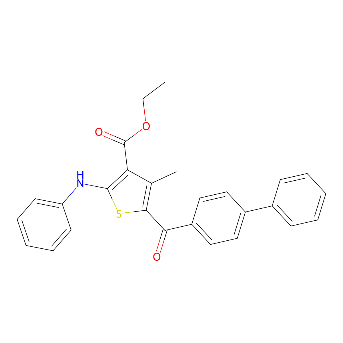 Ethyl 2-anilino-4-methyl-5-(4-phenylbenzoyl)thiophene-3-carboxylate molecular structure, CAS 315679-00-6
