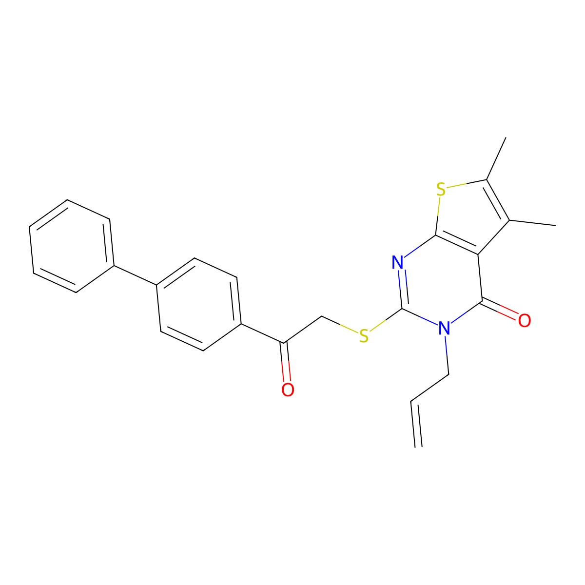 3-Allyl-2-[(2-[1,1'-biphenyl]-4-YL-2-oxoethyl)sulfanyl]-5,6-dimethylthieno[2,3-D]pyrimidin-4(3H)-one molecular structure, CAS 315679-01-7