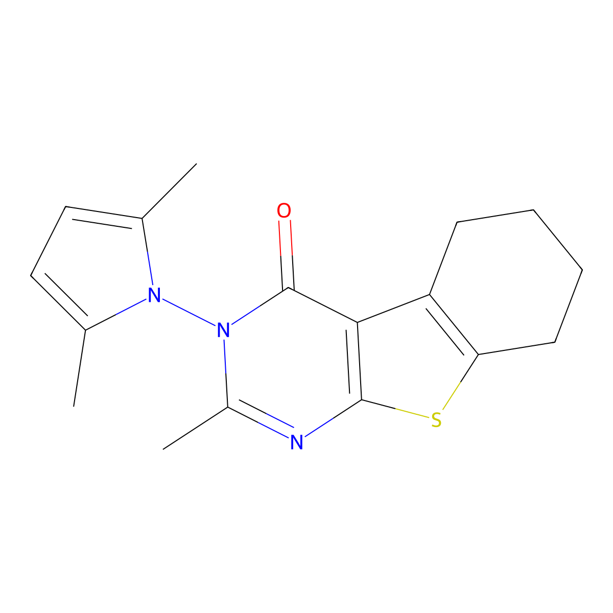 3-(2,5-Dimethylpyrrol-1-yl)-2-methyl-5,6,7,8-tetrahydro-[1]benzothiolo[2,3-d]pyrimidin-4-one molecular structure, CAS 315679-09-5