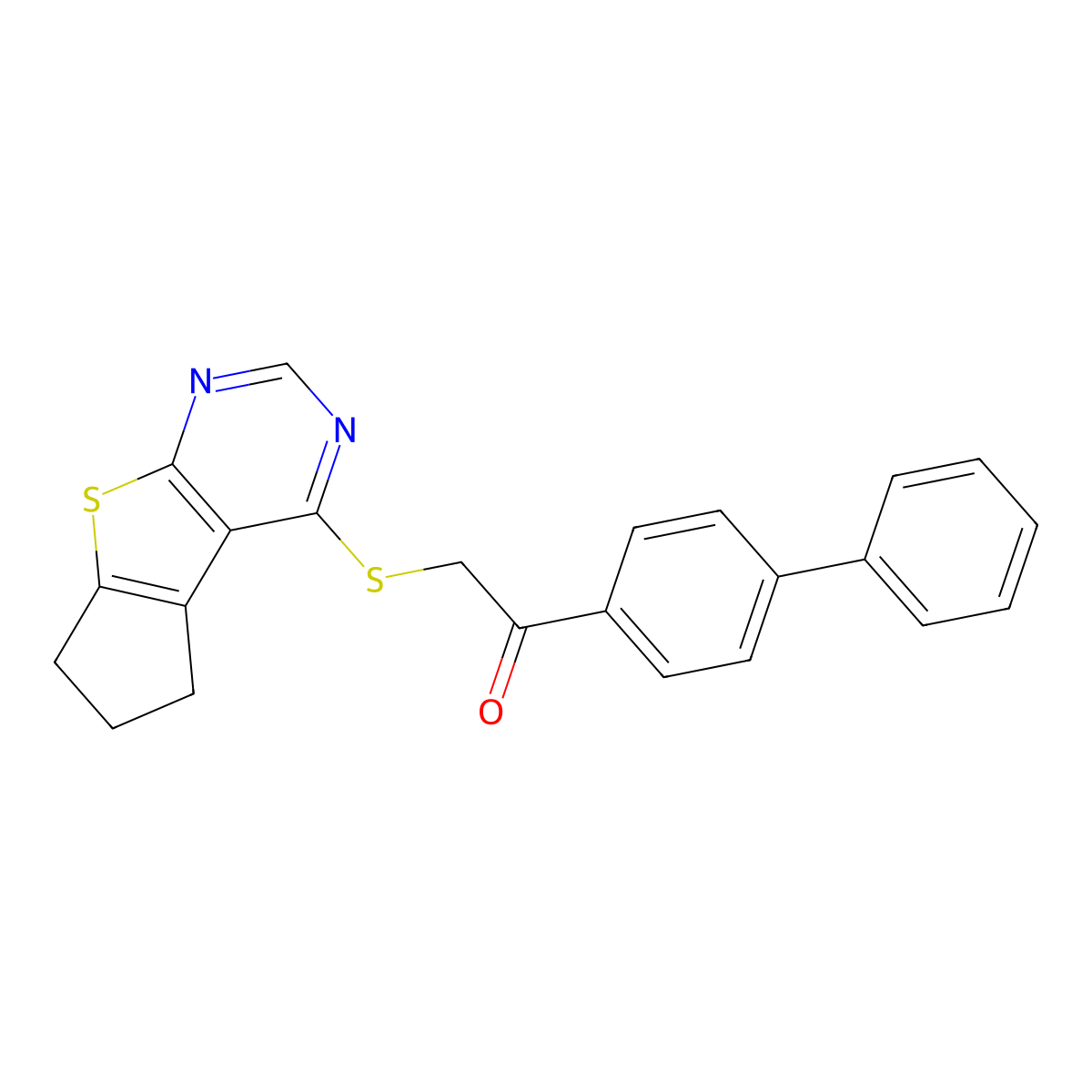 1-[1,1'-biphenyl]-4-yl-2-(6,7-dihydro-5H-cyclopenta[4,5]thieno[2,3-d]pyrimidin-4-ylsulfanyl)ethanone molecular structure, CAS 315679-17-5