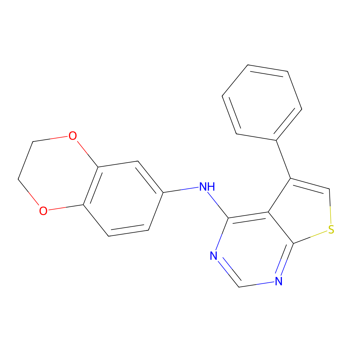 N-(2,3-dihydro-1,4-benzodioxin-6-yl)-5-phenylthieno[2,3-d]pyrimidin-4-amine molecular structure, CAS 315679-31-3