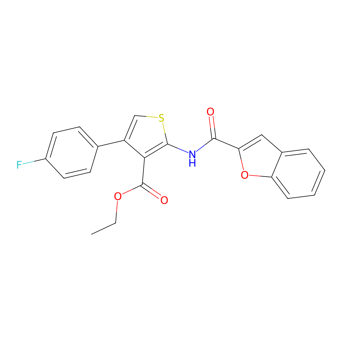 Ethyl 2-(benzofuran-2-carboxamido)-4-(4-fluorophenyl)thiophene-3-carboxylate molecular structure, CAS 315679-40-4