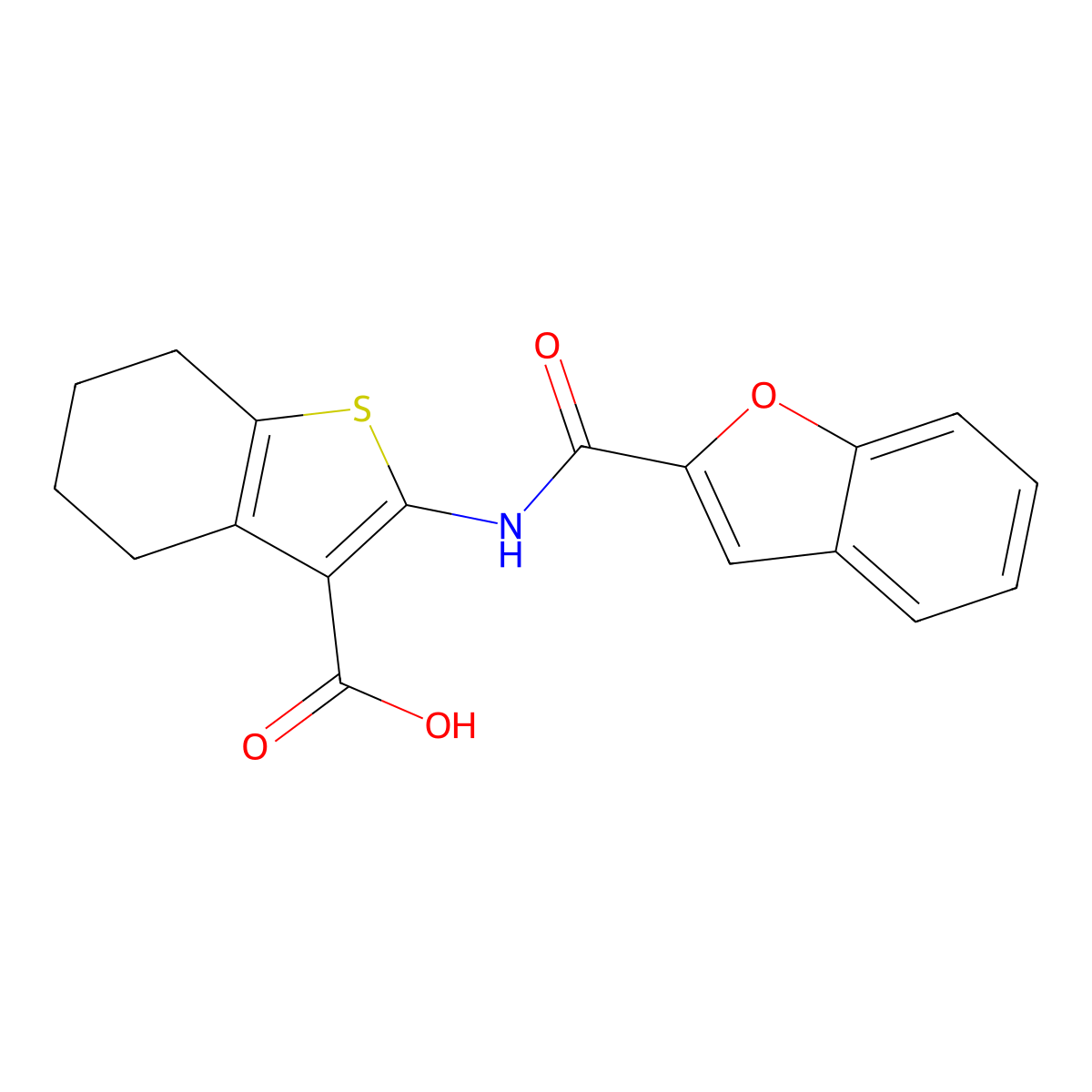 2-(1-Benzofuran-2-amido)-4,5,6,7-tetrahydro-1-benzothiophene-3-carboxylic acid molecular structure, CAS 315679-45-9