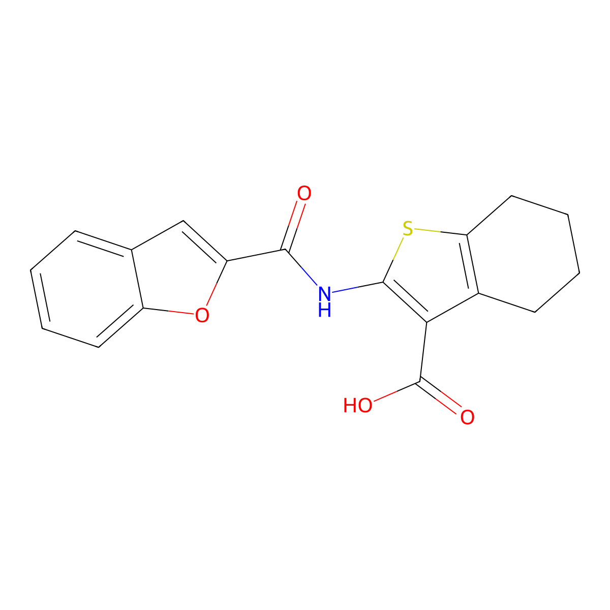 2-(1-Benzofuran-2-amido)-4,5,6,7-tetrahydro-1-benzothiophene-3-carboxylic acid molecular structure, CAS 315679-45-9