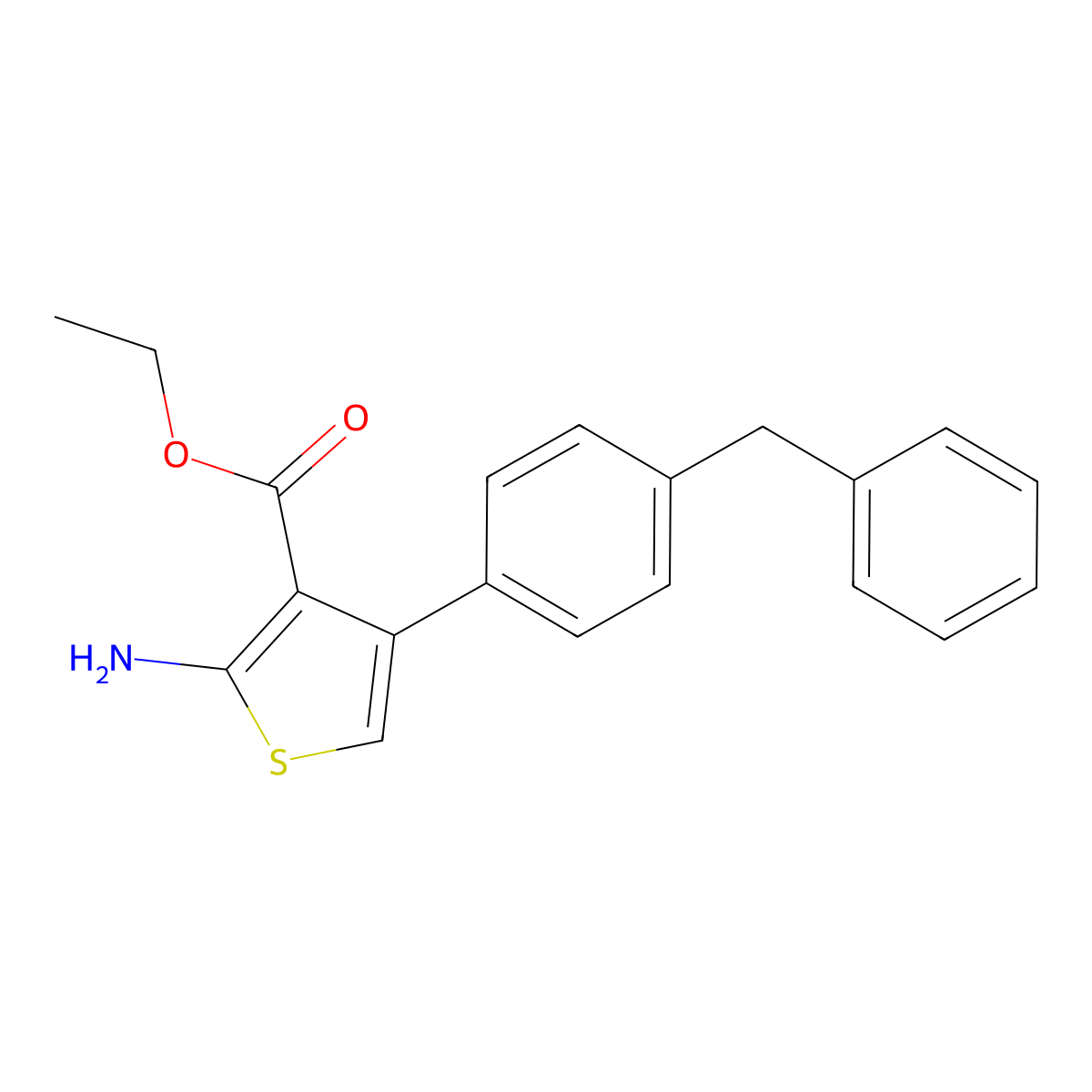 Ethyl 2-amino-4-(4-benzylphenyl)thiophene-3-carboxylate molecular structure, CAS 315679-65-3