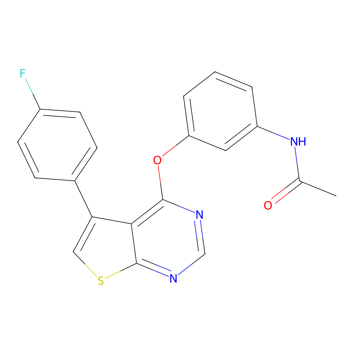 N-{3-[5-(4-fluorophenyl)thiopheno[3,2-e]pyrimidin-4-yloxy]phenyl}acetamide molecular structure, CAS 315679-70-0