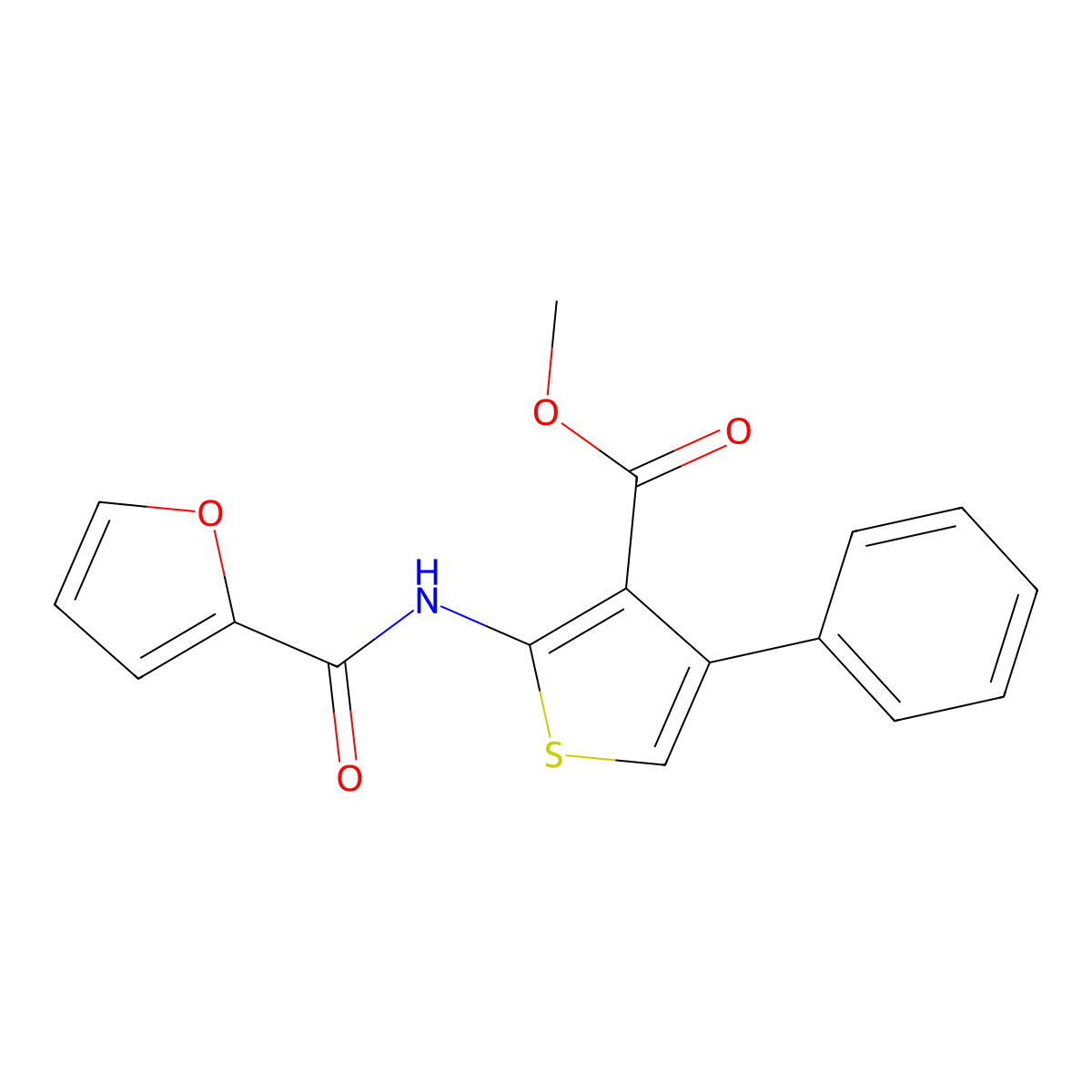 Methyl 2-(2-furoylamino)-4-phenyl-3-thiophenecarboxylate molecular structure, CAS 315679-74-4