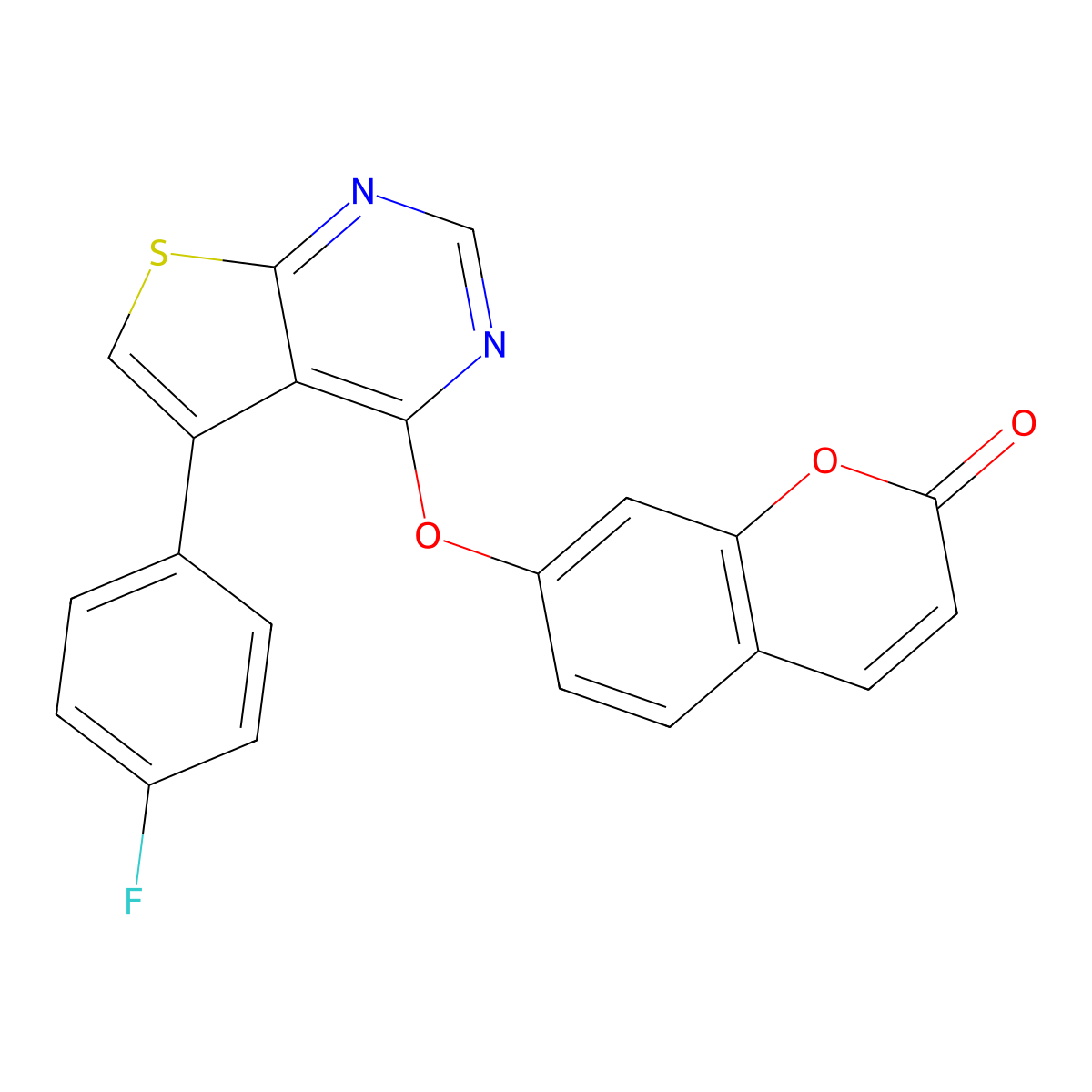 7-{[5-(4-fluorophenyl)thieno[2,3-d]pyrimidin-4-yl]oxy}-2H-chromen-2-one molecular structure, CAS 315679-75-5