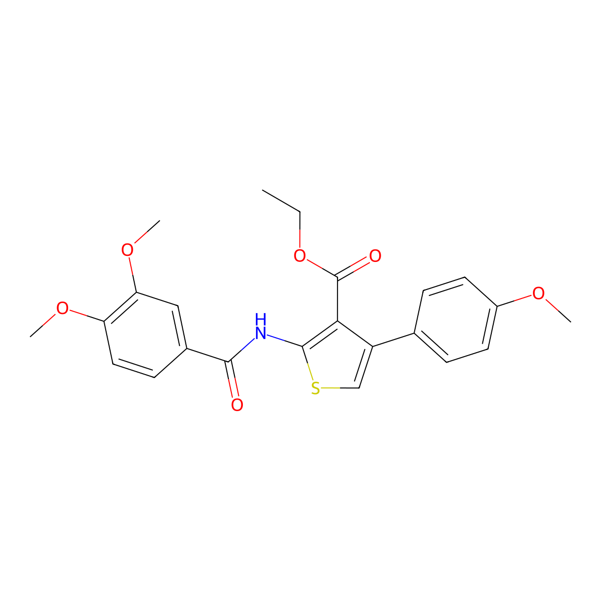 Ethyl 2-[(3,4-dimethoxybenzoyl)amino]-4-(4-methoxyphenyl)-3-thiophenecarboxylate molecular structure, CAS 315679-93-7