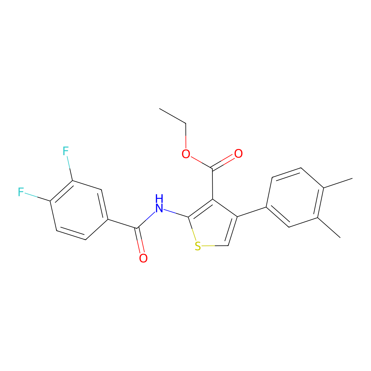 Ethyl 2-(3,4-difluorobenzamido)-4-(3,4-dimethylphenyl)thiophene-3-carboxylate molecular structure, CAS 315682-46-3