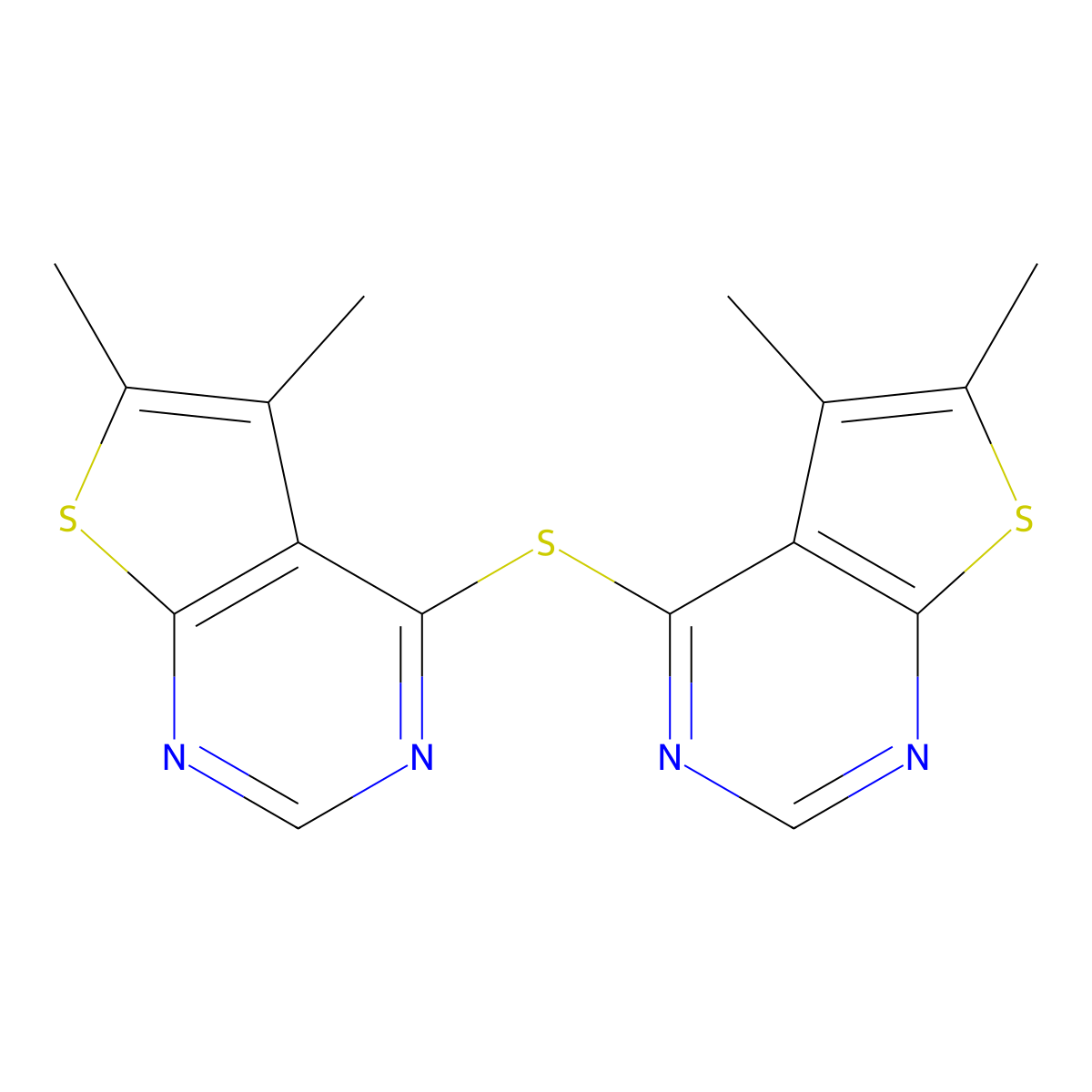 Bis(5,6-dimethylthieno[2,3-d]pyrimidin-4-yl)sulfane molecular structure, CAS 315682-52-1