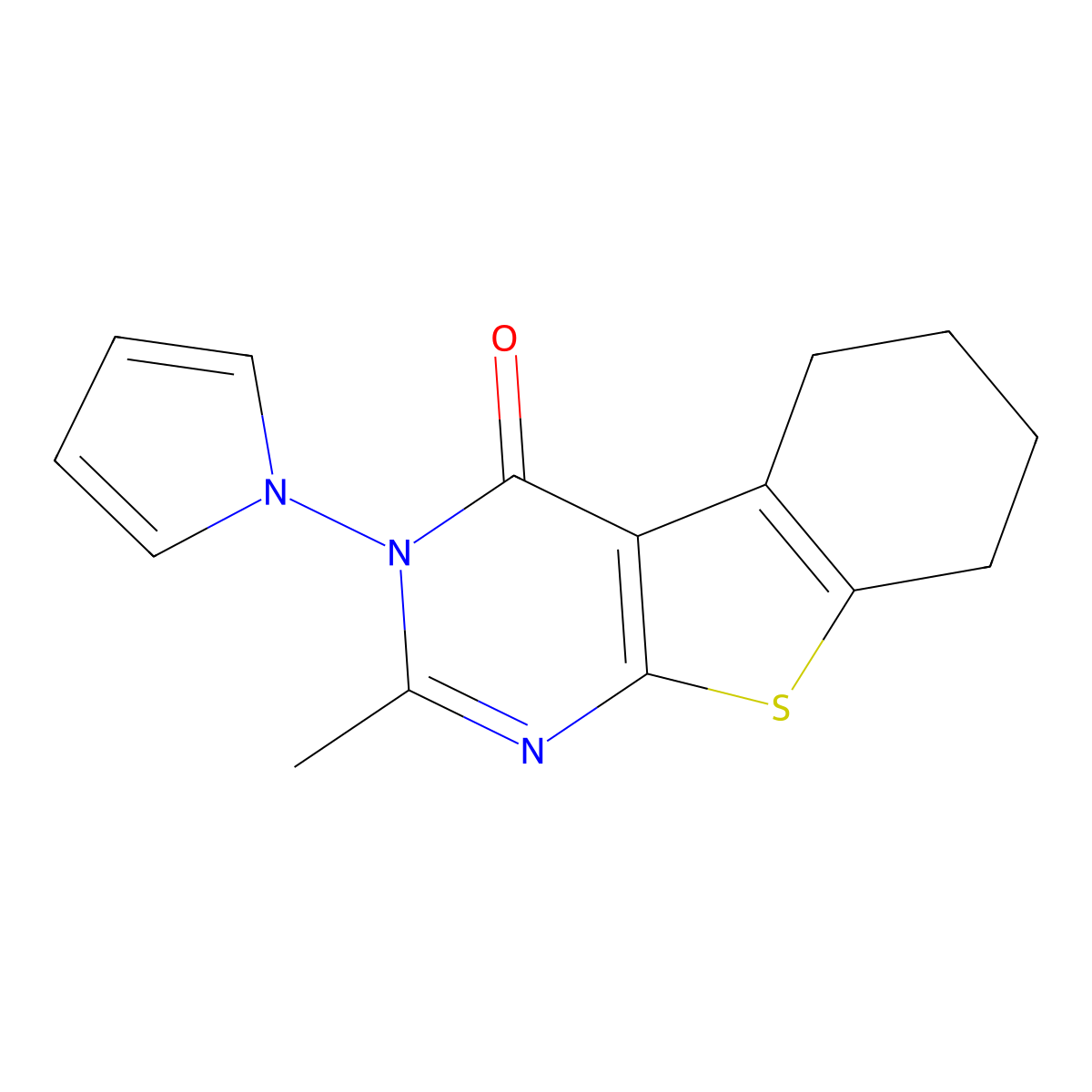 2-methyl-3-(1H-pyrrol-1-yl)-5,6,7,8-tetrahydro[1]benzothieno[2,3-d]pyrimidin-4(3H)-one molecular structure, CAS 315682-63-4