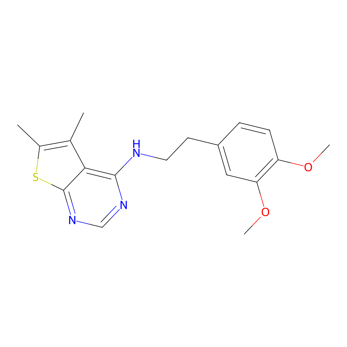 N-[2-(3,4-dimethoxyphenyl)ethyl]-5,6-dimethylthieno[2,3-d]pyrimidin-4-amine molecular structure, CAS 315682-73-6