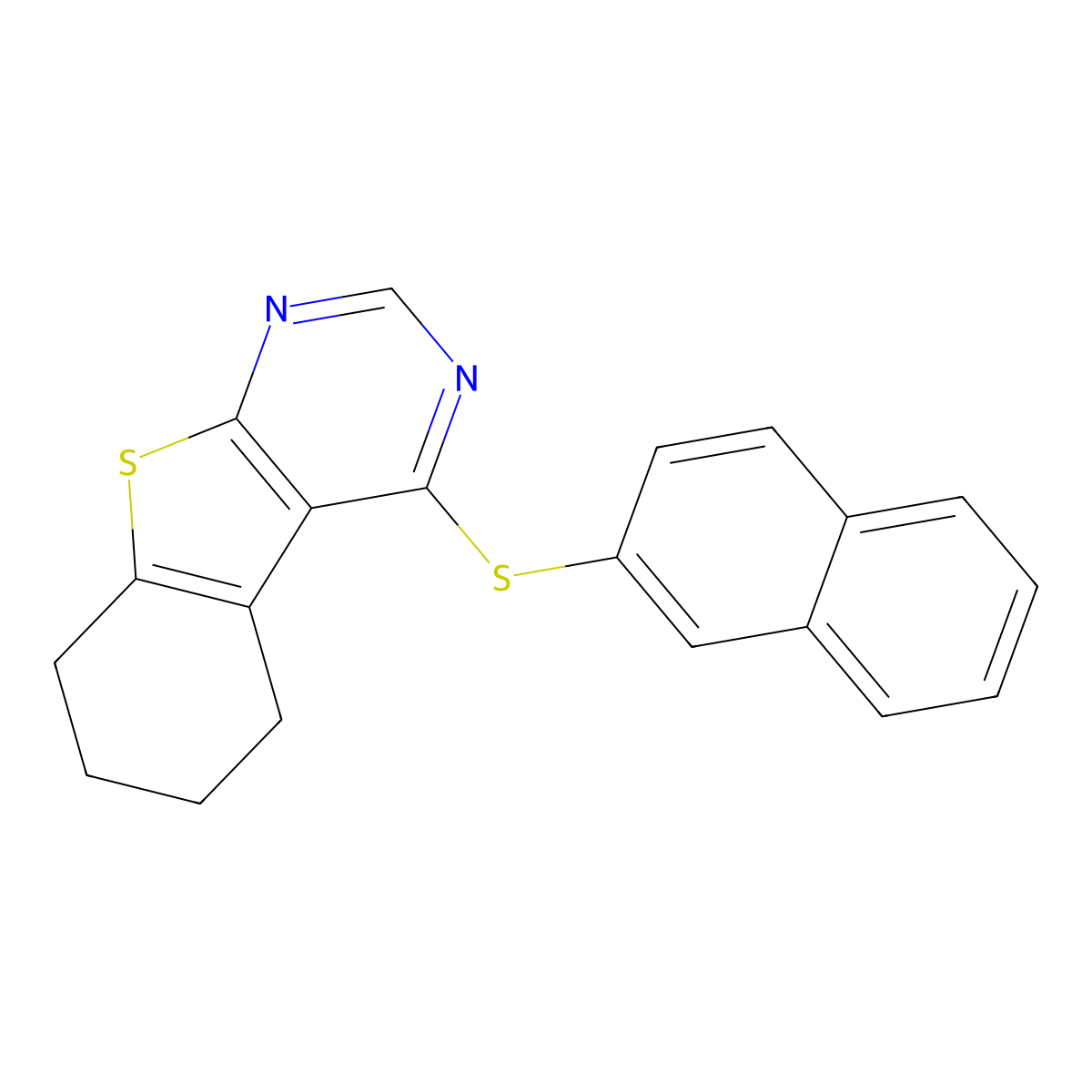 4-(2-Naphthylthio)-5,6,7,8-tetrahydro[1]benzothieno[2,3-d]pyrimidine molecular structure, CAS 315682-82-7