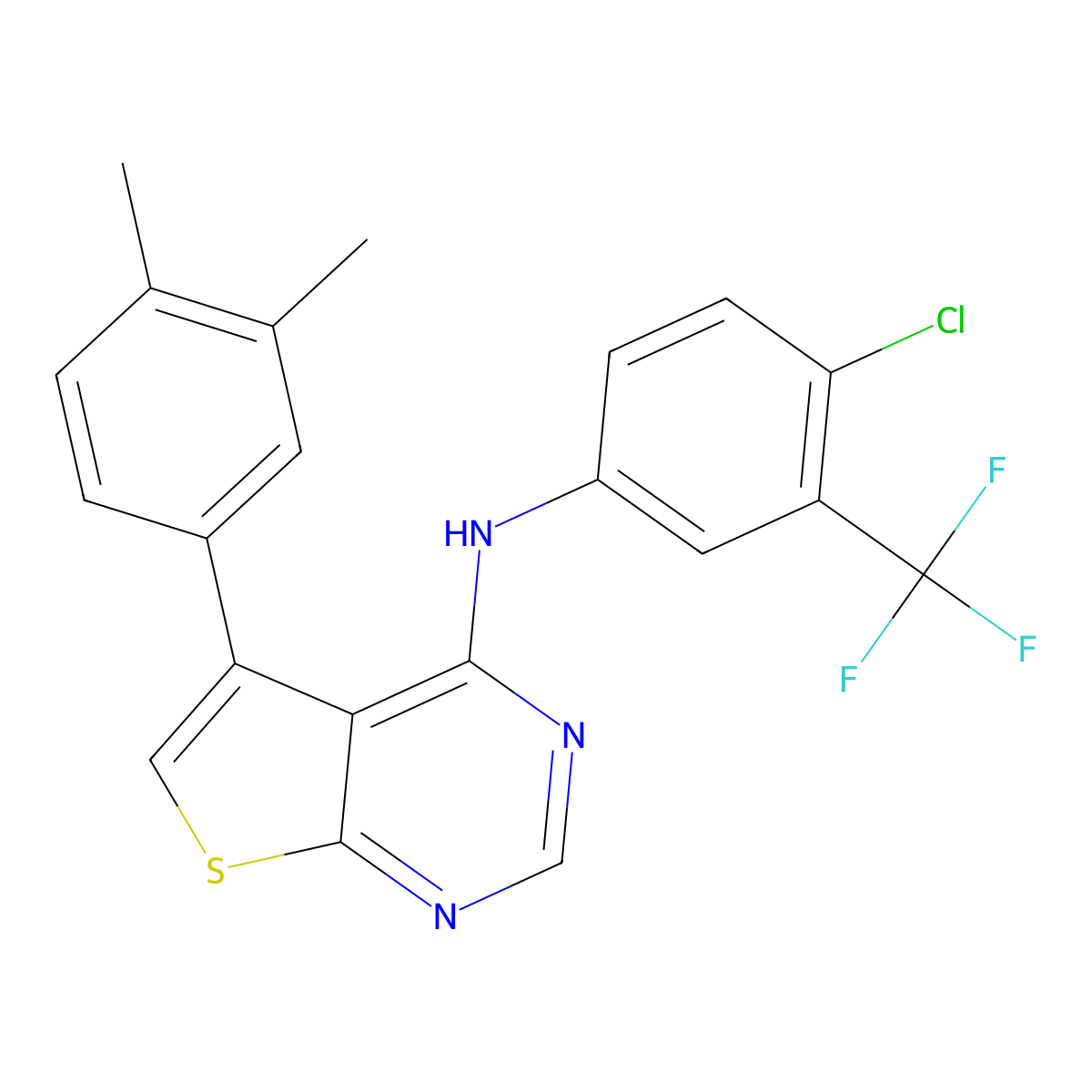 N-[4-chloro-3-(trifluoromethyl)phenyl]-5-(3,4-dimethylphenyl)thieno[2,3-d]pyrimidin-4-amine molecular structure, CAS 315682-83-8