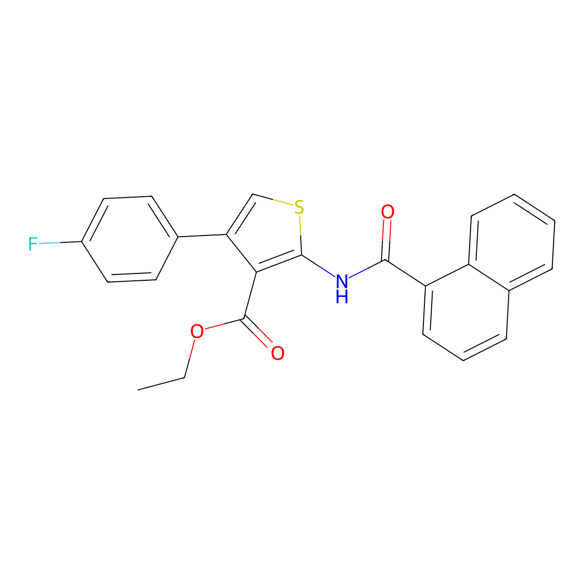 Ethyl 4-(4-fluorophenyl)-2-(1-naphthoylamino)-3-thiophenecarboxylate molecular structure, CAS 315682-84-9