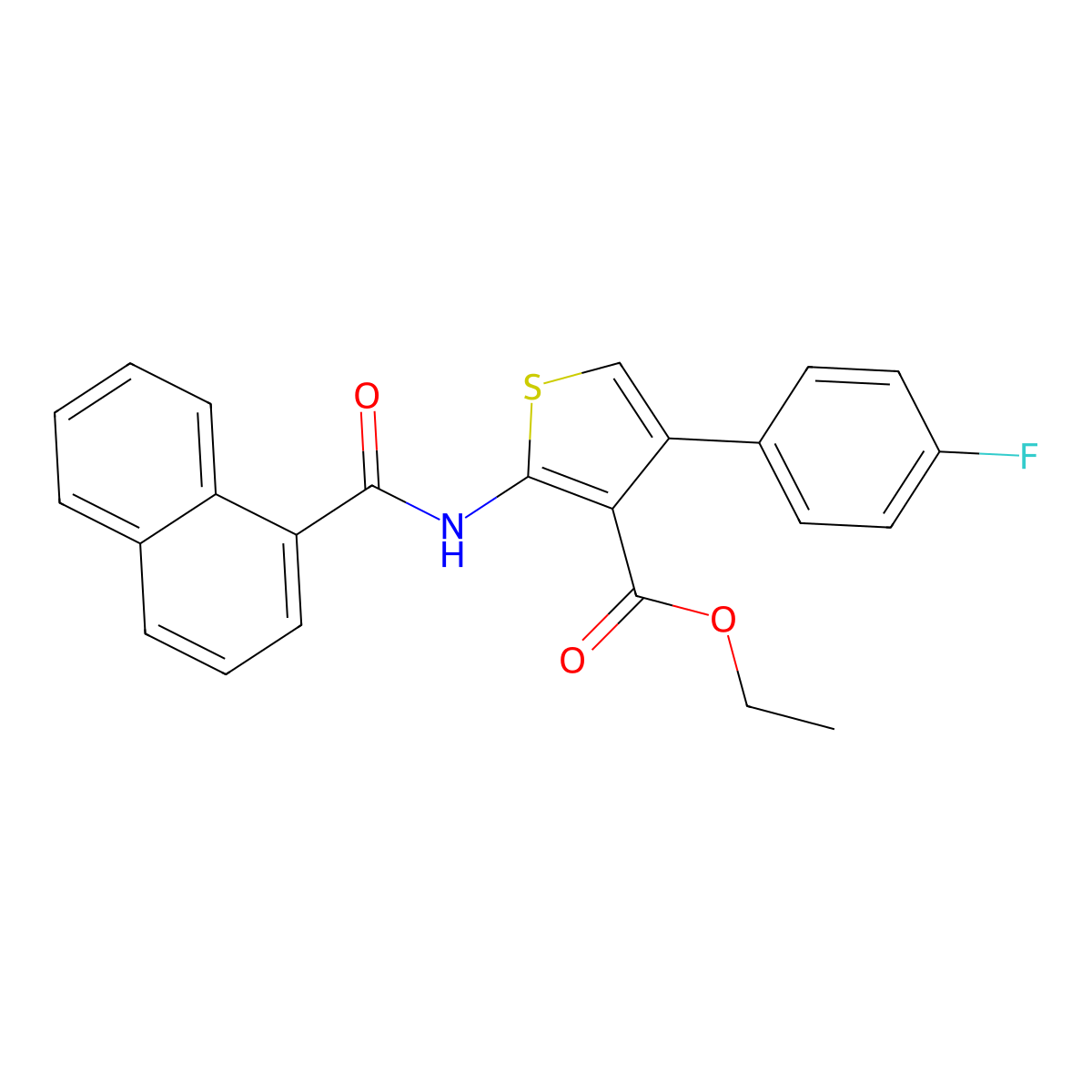 Ethyl 4-(4-fluorophenyl)-2-(1-naphthoylamino)-3-thiophenecarboxylate molecular structure, CAS 315682-84-9