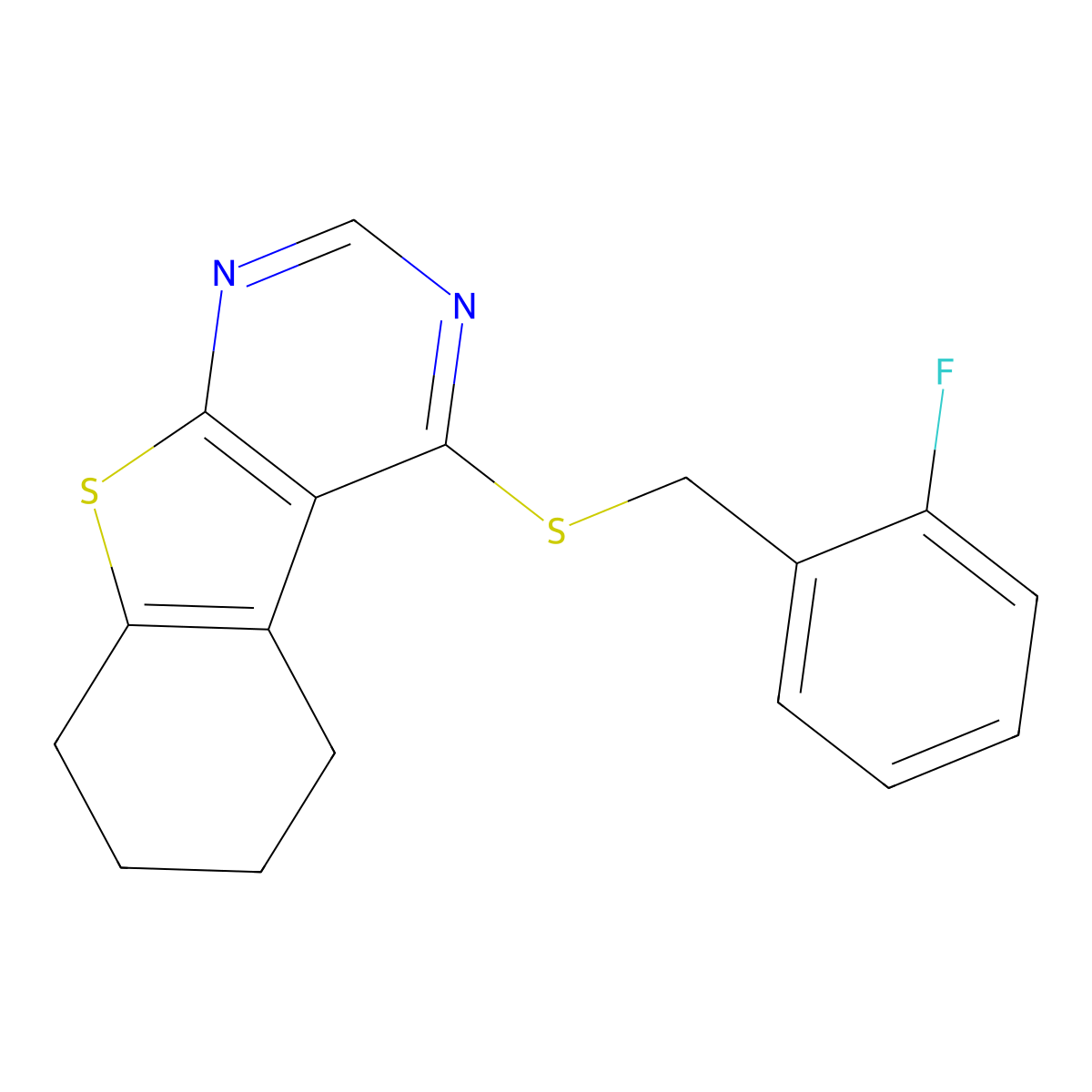 2-Fluorobenzyl 5,6,7,8-tetrahydro[1]benzothieno[2,3-d]pyrimidin-4-yl sulfide molecular structure, CAS 315682-85-0