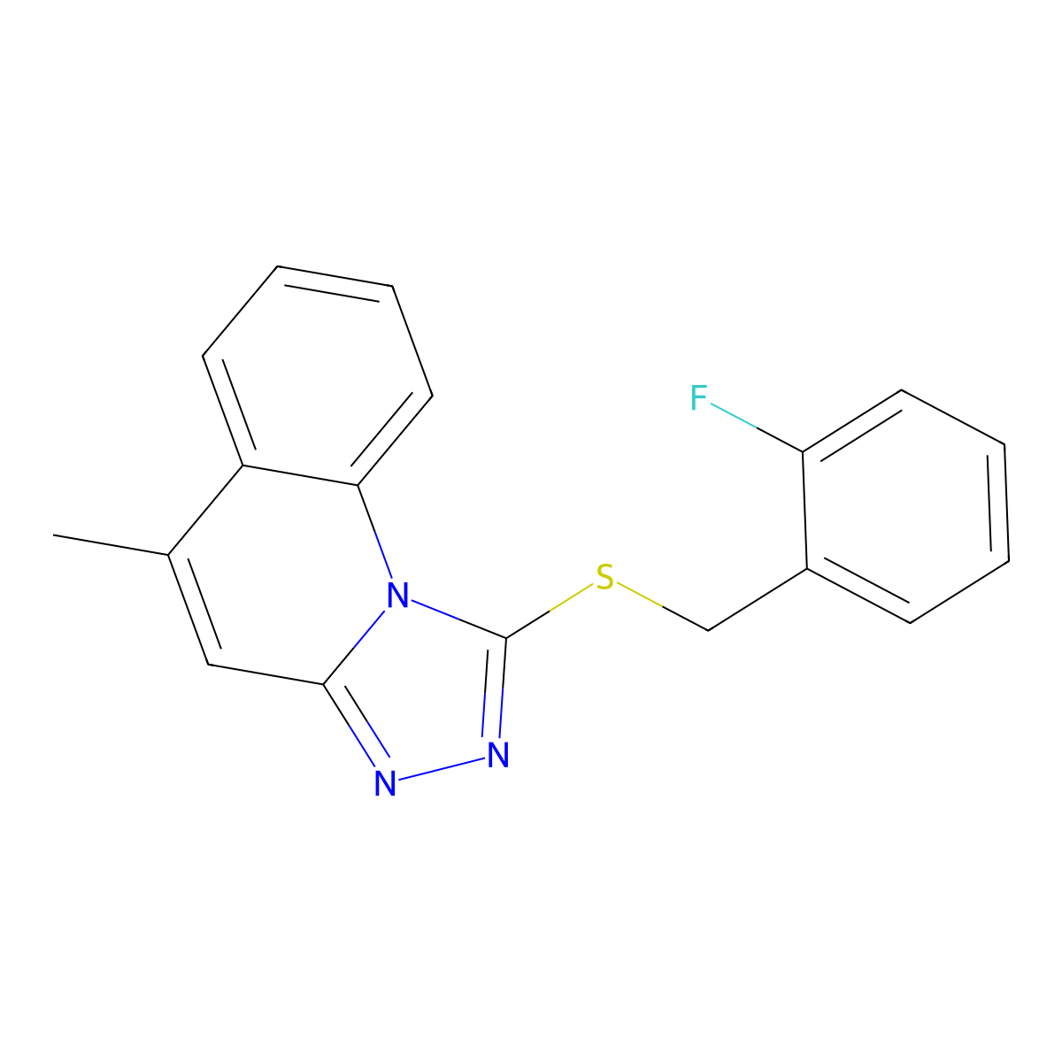 1-((2-Fluorobenzyl)thio)-5-methyl-[1,2,4]triazolo[4,3-a]quinoline molecular structure, CAS 315682-87-2