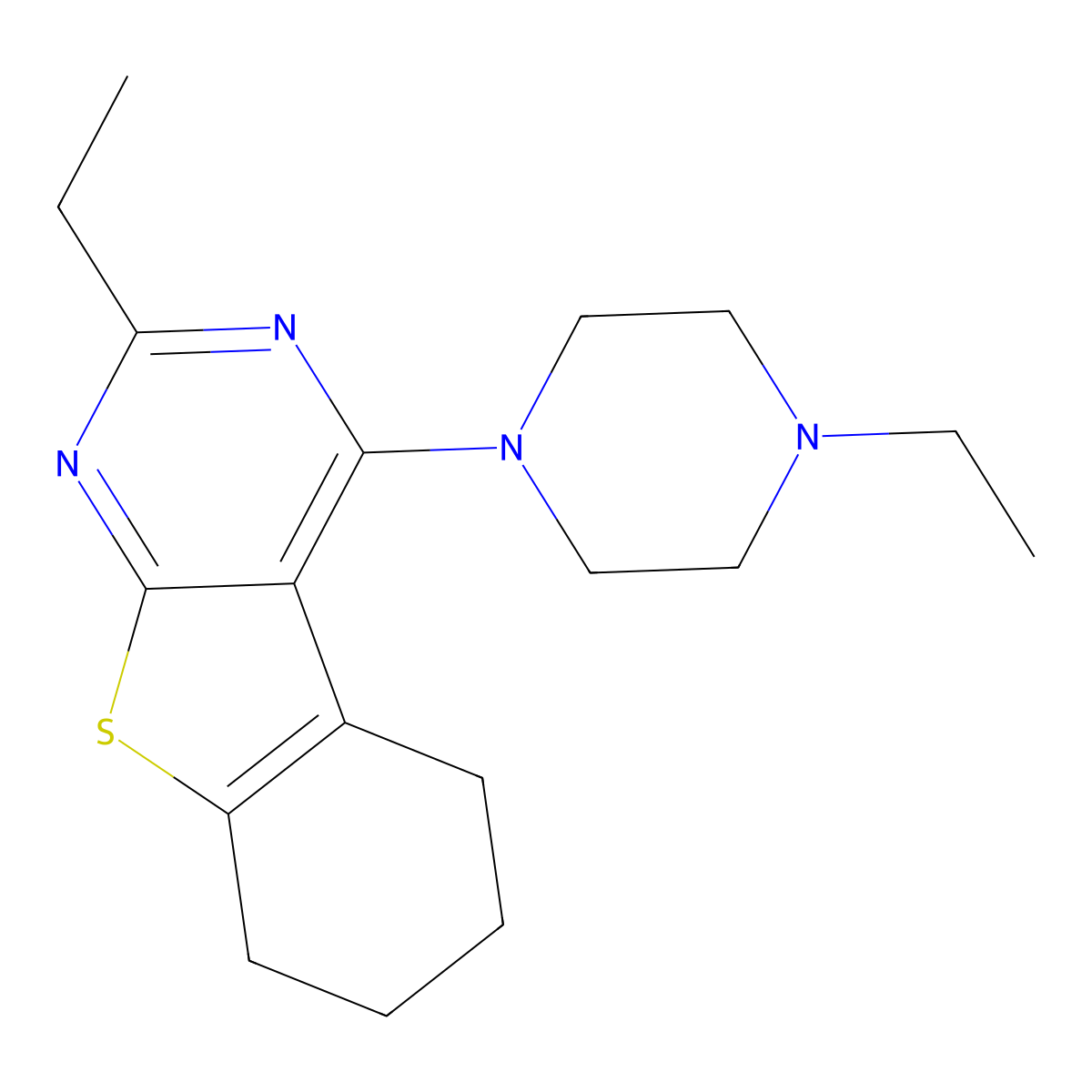 2-Ethyl-4-(4-ethylpiperazino)-5,6,7,8-tetrahydro[1]benzothieno[2,3-d]pyrimidine molecular structure, CAS 315682-89-4